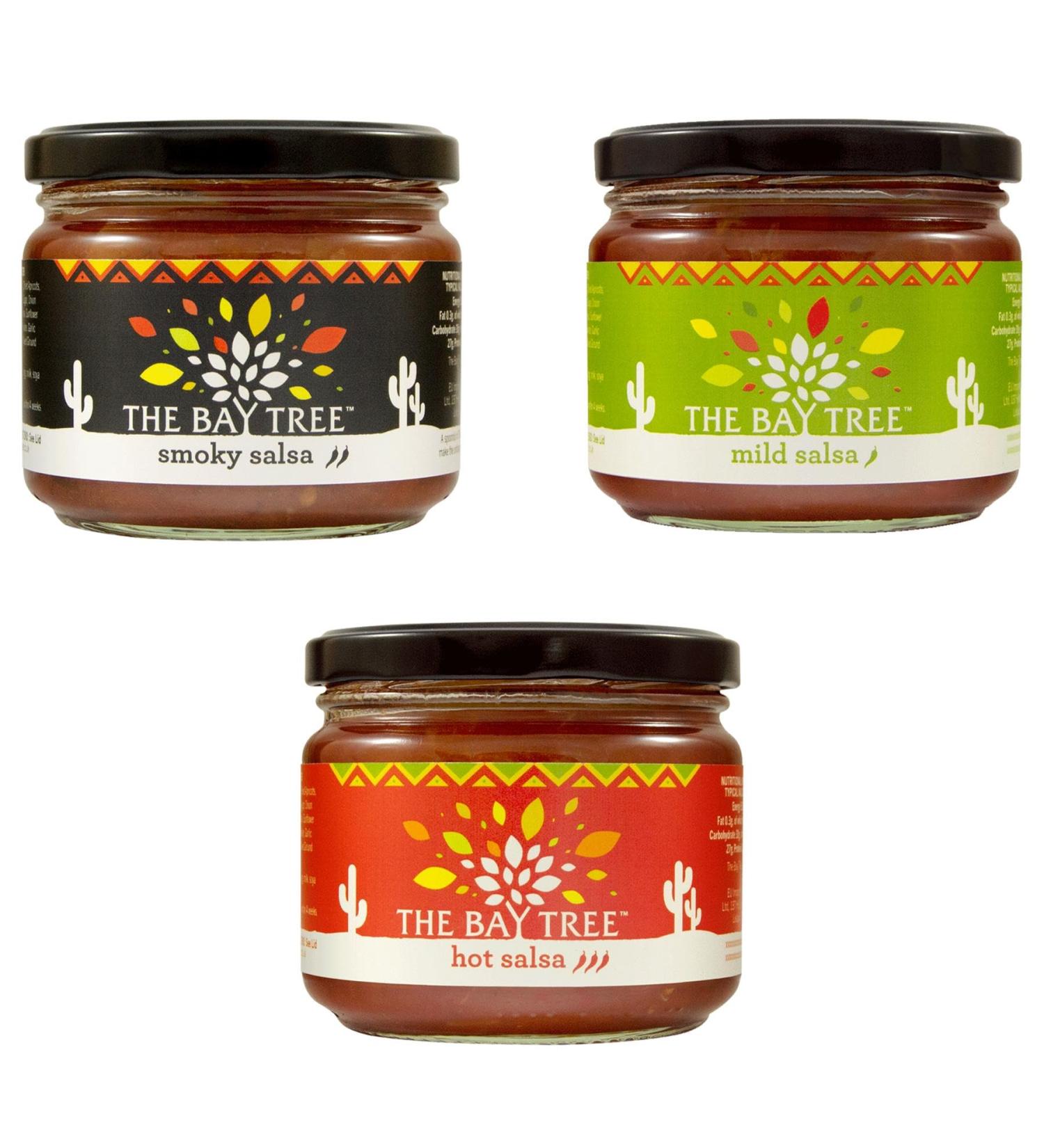 The Bay Tree Salsa Sauce Pick N Mix - Choose From 3 Flavours | Smoky-Salsa Hot-Salsa & Mild-Salsa Tomato - Pack of 3 x 290g - Buy Online on GoSupps.com