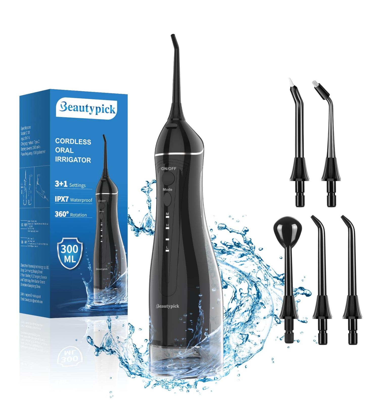 Water Dental Flosser Pick - Cordless Portable Oral Irrigator 300ML Rechargeable IPX7 Waterproof - Perfect for Home & Travel - Buy Online on GoSupps.com