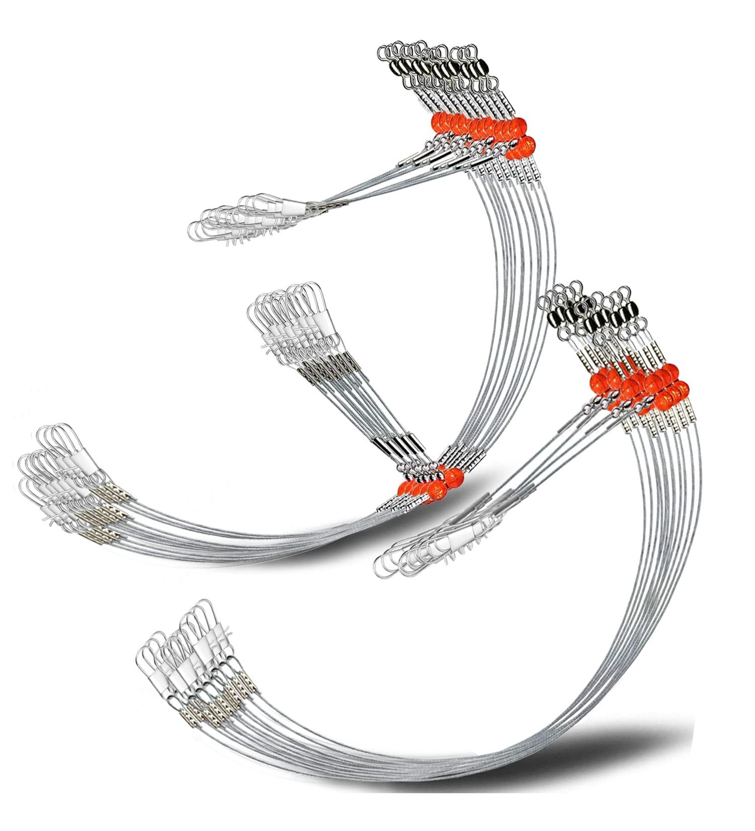 YOTO Stainless Steel Fishing Leaders with Swivels and Snaps - 24pcs Saltwater Wire Leader Rig for Tackle Lure - White, 1arm+2arm - Buy Online on GoSupps.com