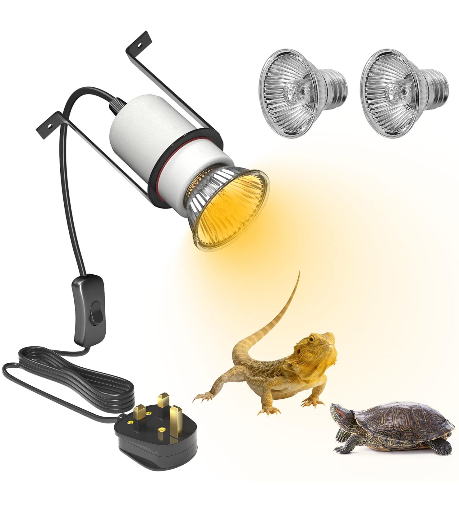 Luxvista Pet Heat Lamp Holder Ceramic Heater Bracket for Reptiles Tortoise Pet Heat Lamp with 2 Pack 50W E27 Heat Lamp Bulb - Buy Online on GoSupps.com