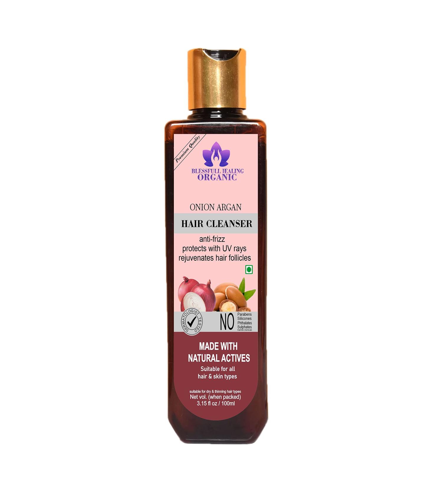 Blessfull Healing Organic Onion Argan Hair Cleanser | Shampoo 100 ML (Packing May Vary) 100 ml (Pack of 1) - Buy Online on GoSupps.com