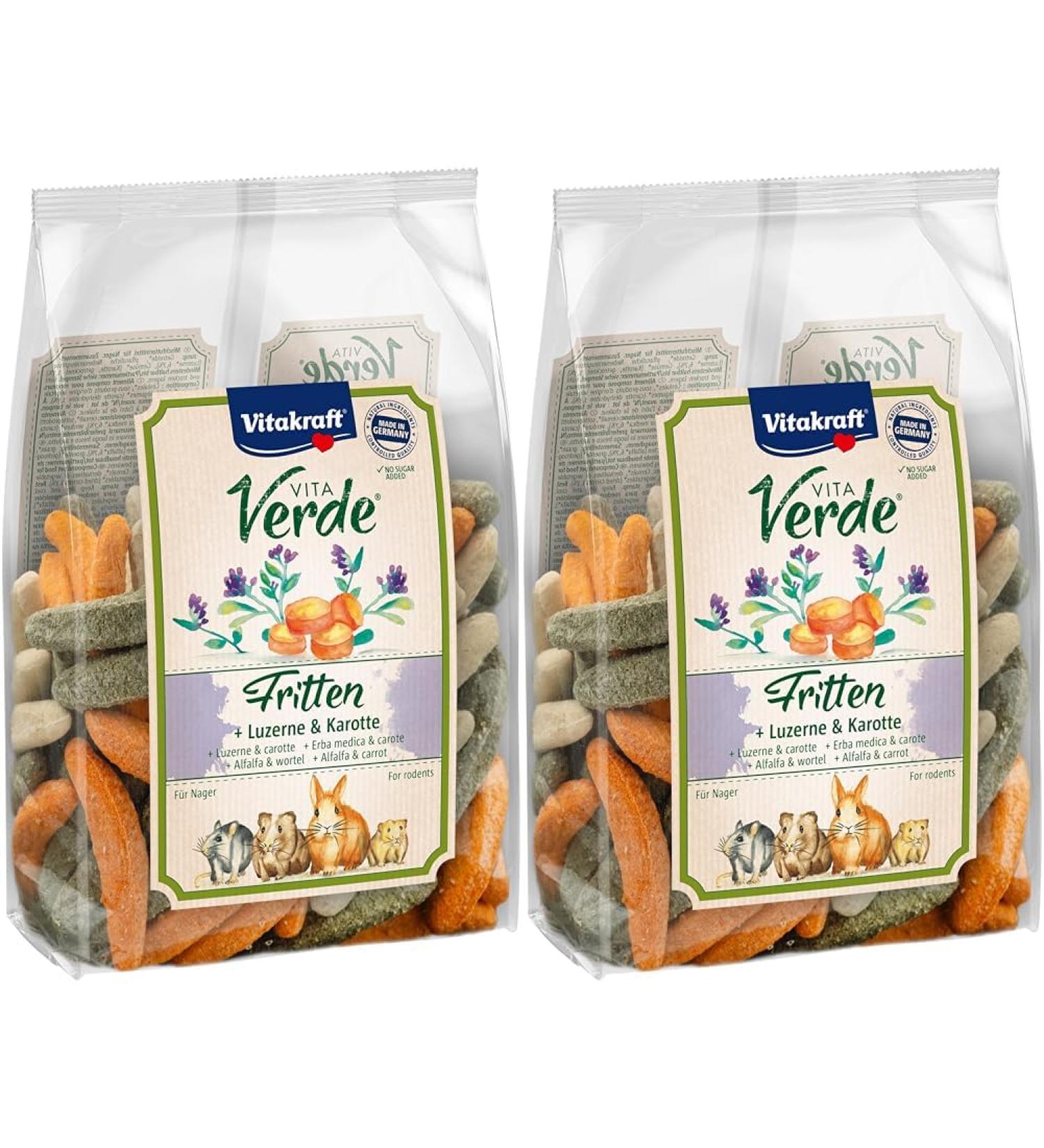 Vita Power Vita Verde Fries - Healthy Rodent Snack with Lucerne & Carrot | No Added Sugar | 200g (2-Pack) - Buy Online on GoSupps.com