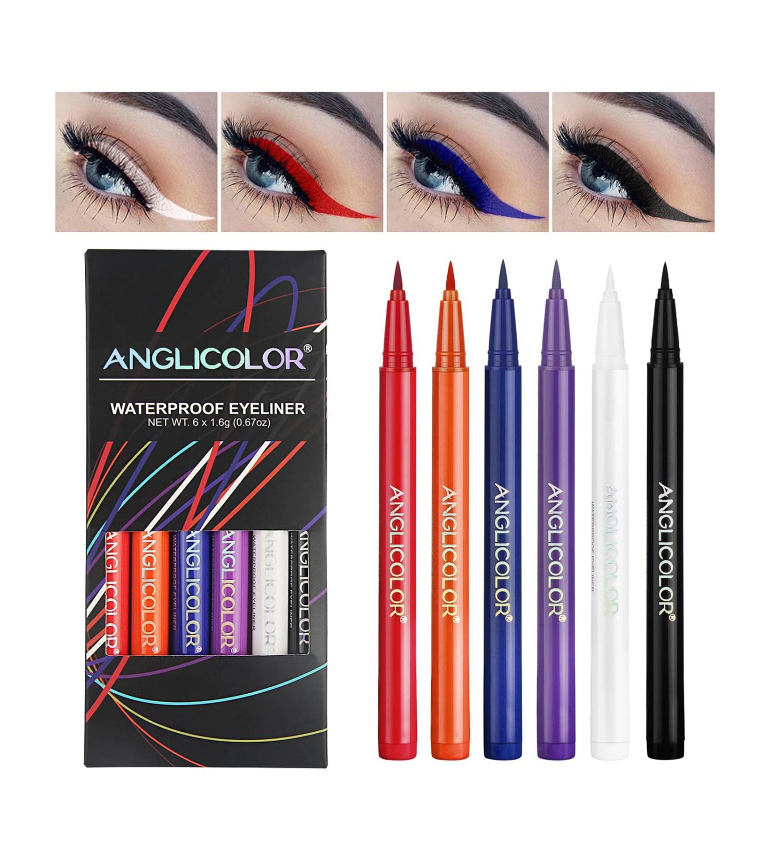 Anglicolor 6 Colors Colorful Eyeliner Matte Liquid Eyeliner Set Waterproof Long Lasting Neon Eyeliner Pen Highly Pigmented Smudge-Proof Colorful Eyeliners for Wedding and Party (6 Colors) - Buy Online on GoSupps.com