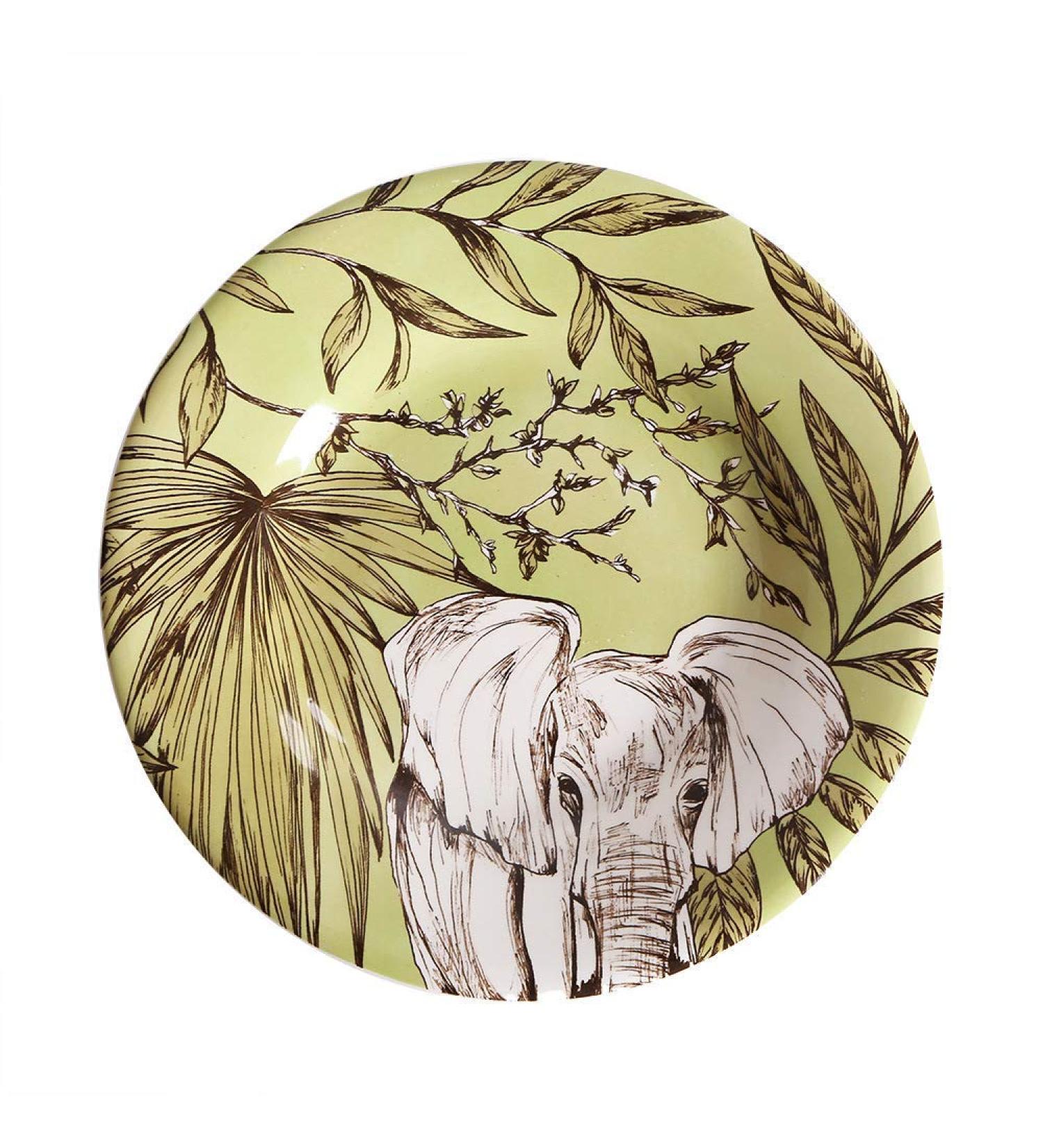 SHAOHUASC Ceramic Plates Round Dishes Bone China Cartoon Character Printed On-Glazed Elephant Floral Plate - Buy Online on GoSupps.com