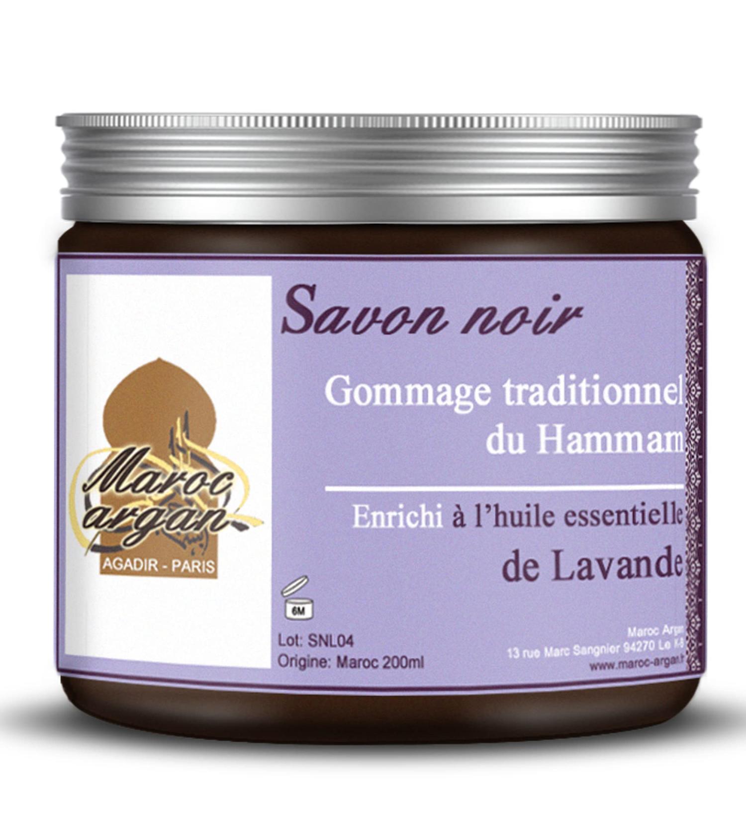 Black Soap Scrub with 100% Natural Lavender Essential Oil - Exfoliating for Soft and Soothing Skin - 250g