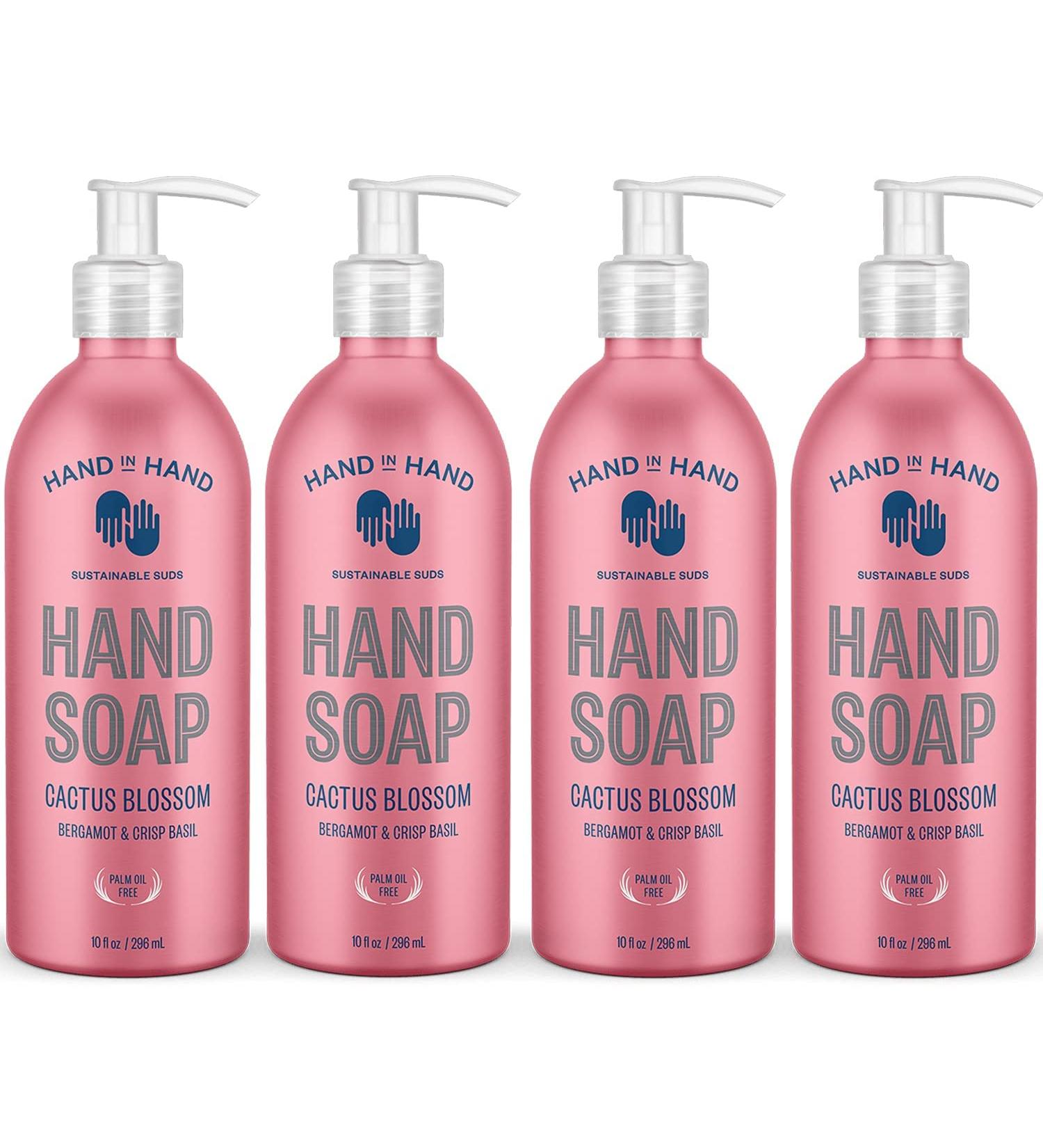 Hand in Hand Nourishing Liquid Hand Soap 10 Fl Oz Bergamot & Crisp Basil Cactus Blossom Scent 4-Pack - Buy Online on GoSupps.com