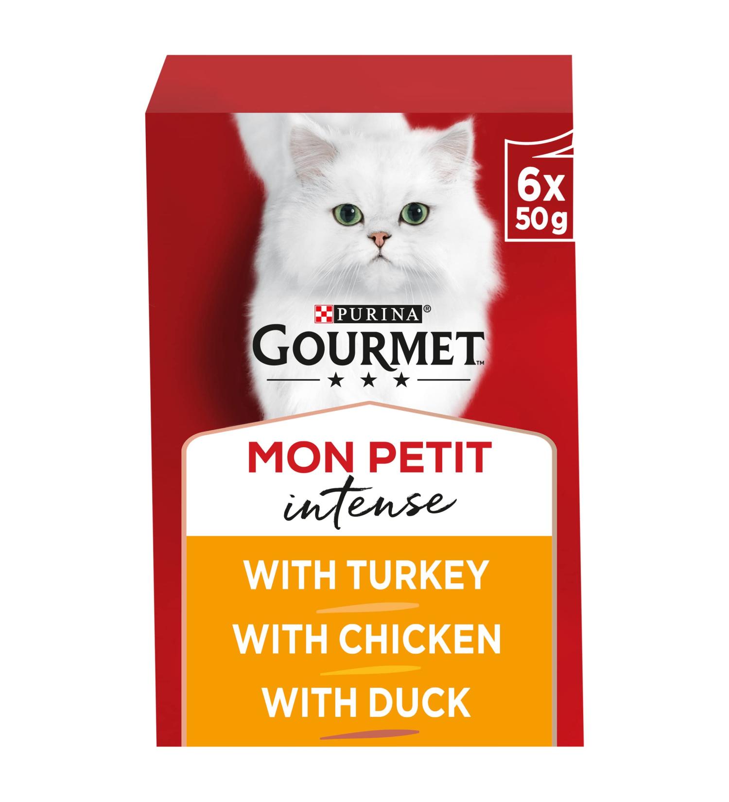 Gourmet Mon Petit Intense Duck Chicken and Turkey Adult Wet Cat Food 6x50g Pack of 8 - Buy Online on GoSupps.com