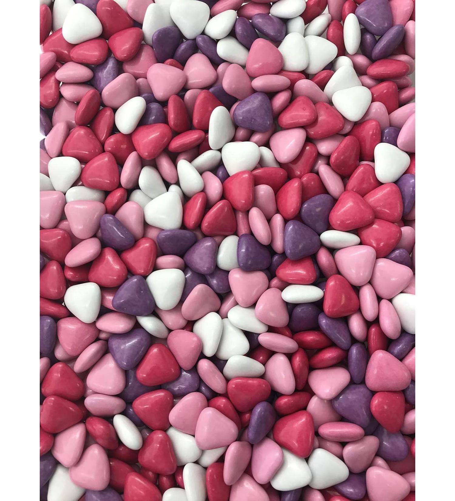 Mini Heart Shaped Chocolate Dragees Variation of Purple Fuchsia Lilac Pink 1 kg Handmade in France