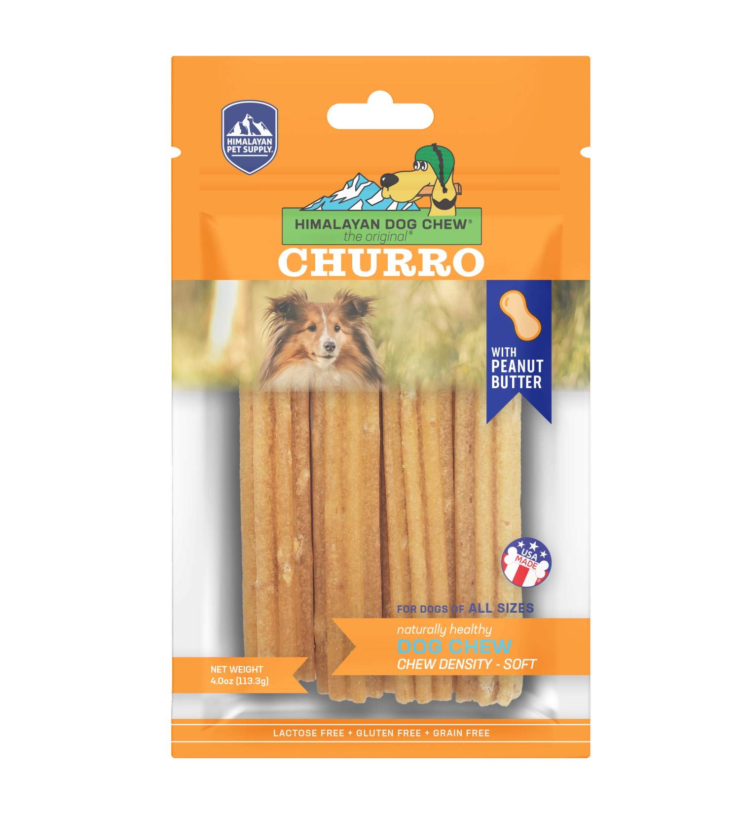 Himalayan Dog Chew Churro - Soft Peanut Butter 4 oz | Natural Dog Treats - Buy Online on GoSupps.com