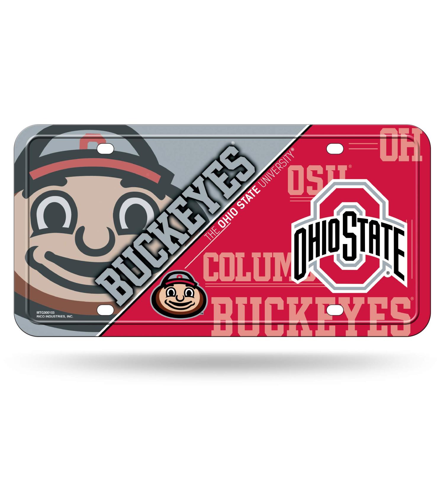 NCAA Ohio State Buckeyes Metal License Plate Tag - 6 x 11.5 inches | Officially Licensed NCAA Product - Buy Online on GoSupps.com
