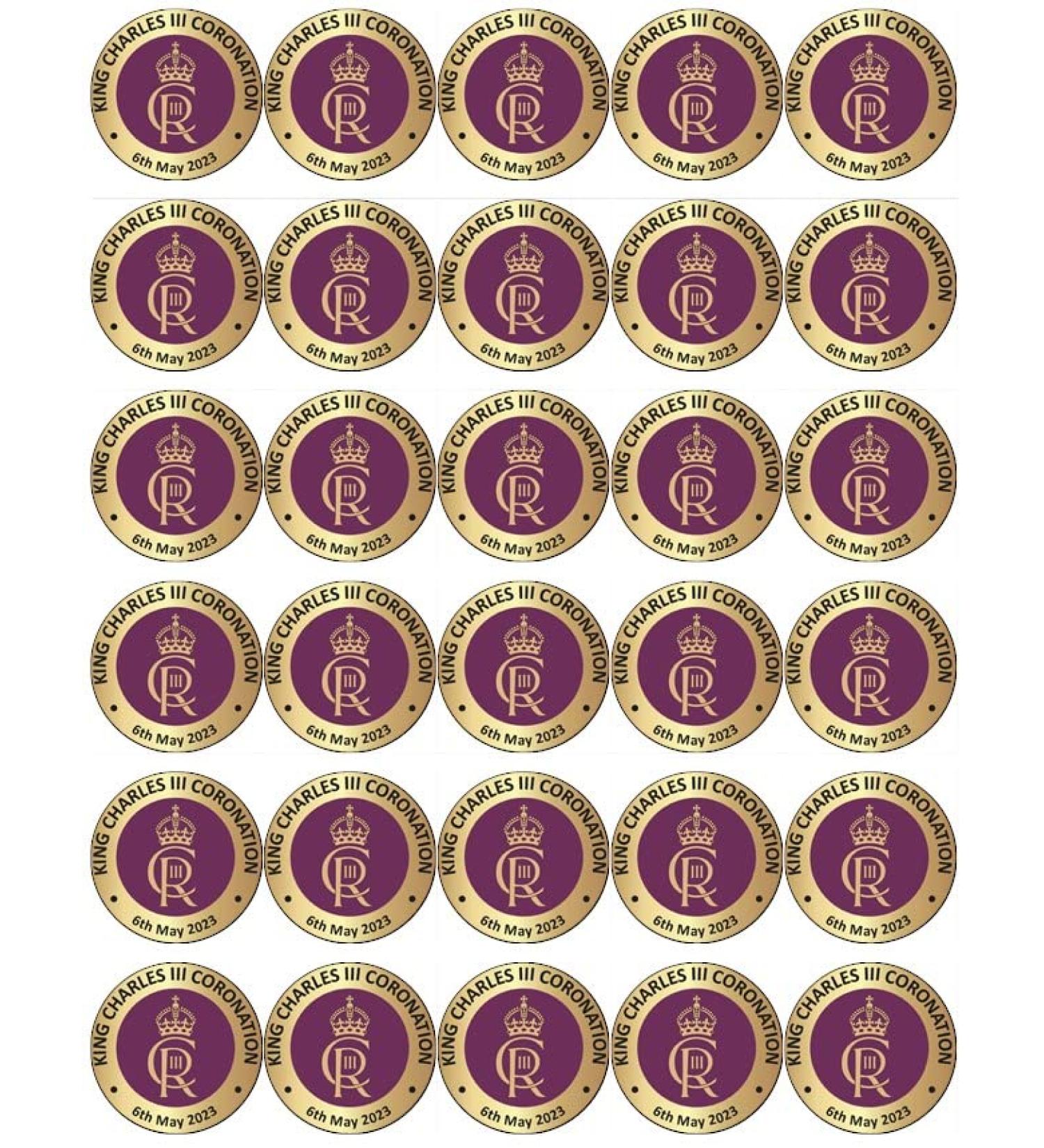 30 King Charles III Roayl Family Coronation Cupcake Toppers Edible Wafer Paper Fairy Cake Toppers Birthday Cakes Decorations