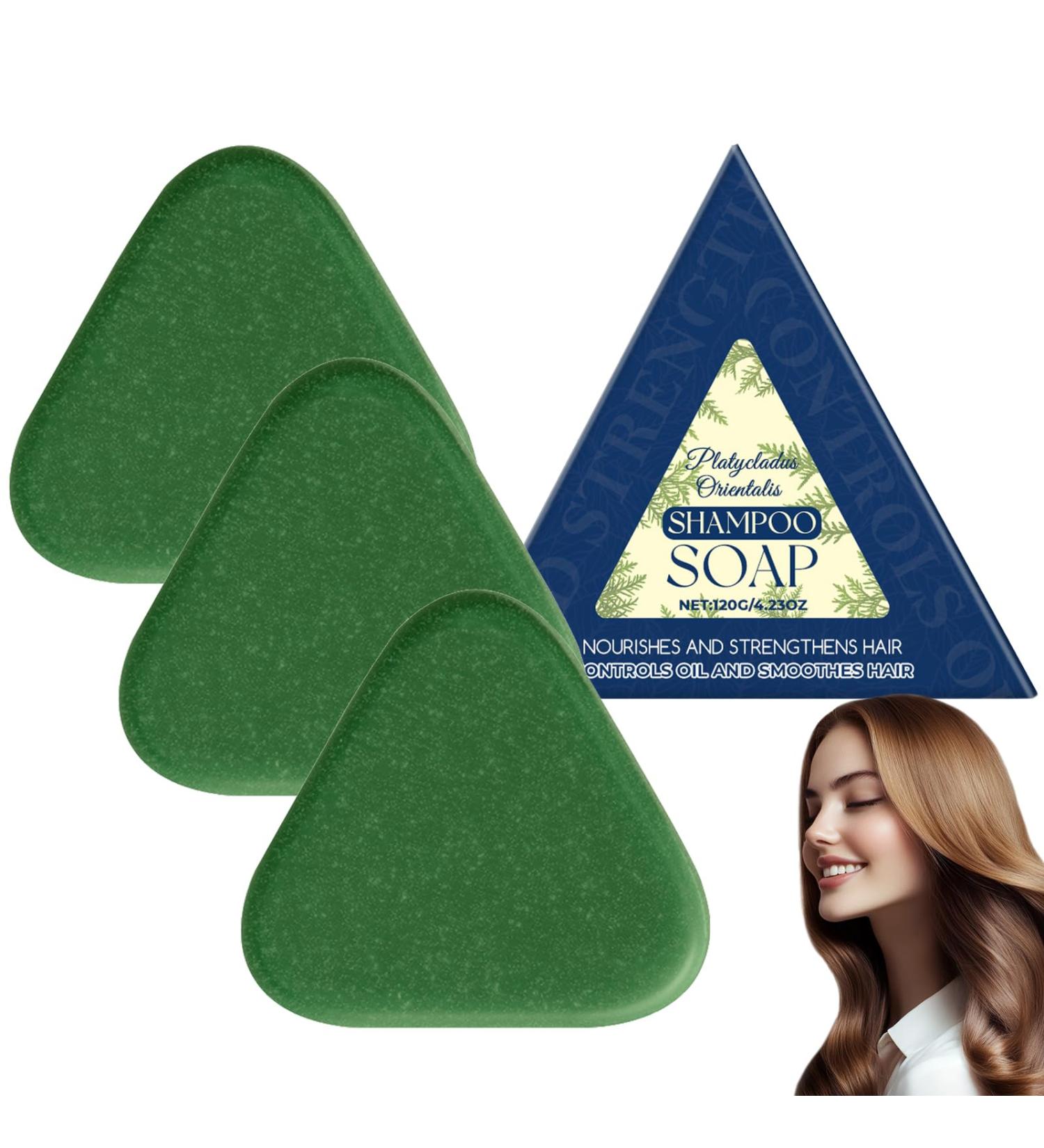 blmcoos Platycladus Orientalis Leaves Shampoo Soap Shampoo Conditioner Soap Polygonum Multiflorum Shampoos Soap Green Solid Shampoo Bar Soothing & Strengthening Hair Volume & Oil Control 3 - Buy Online on GoSupps.com