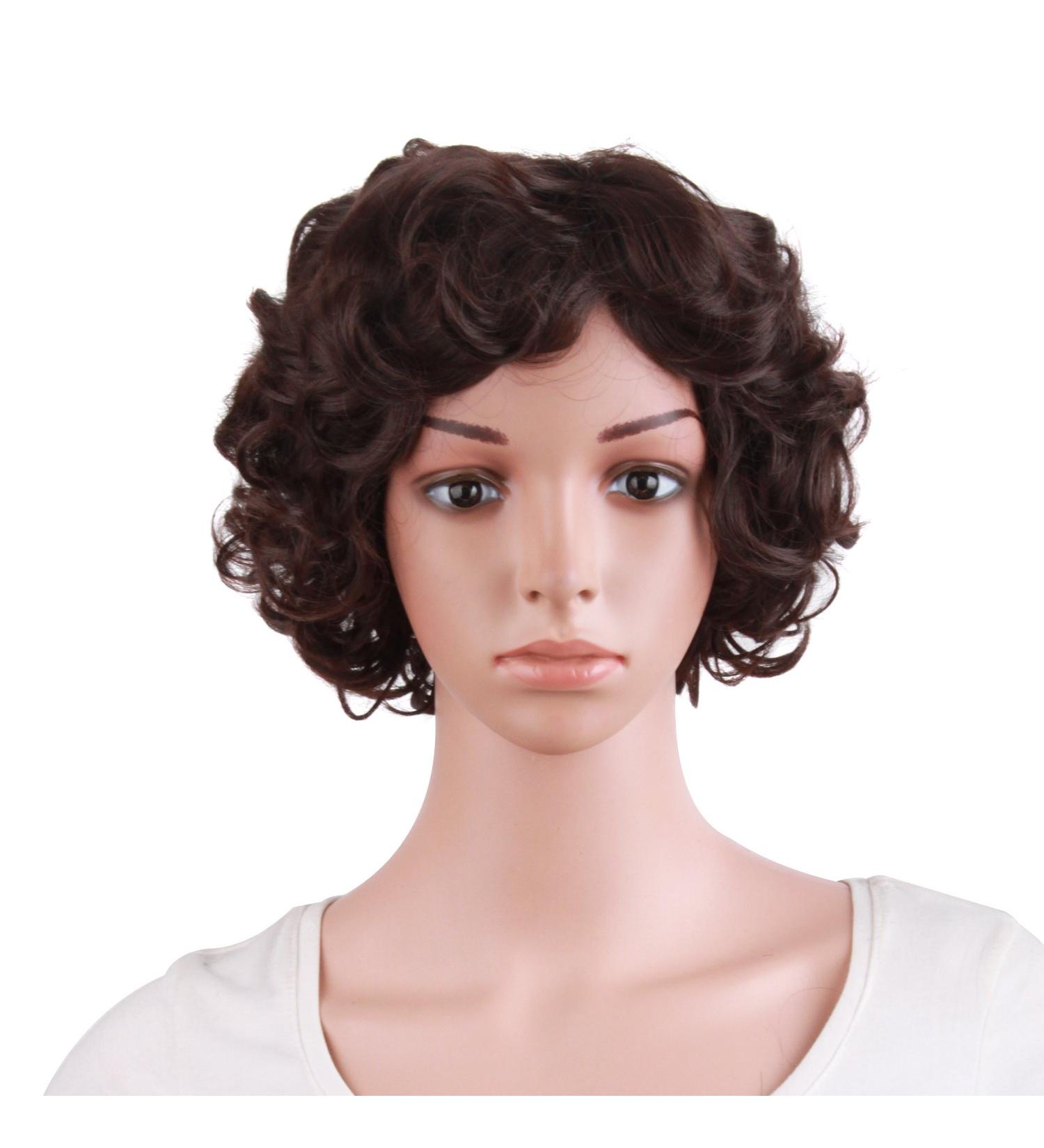 MapofBeauty 11.8 Inch Special Elderly Short Curly Fashion Wig in Dark Brown - Buy Online on GoSupps.com