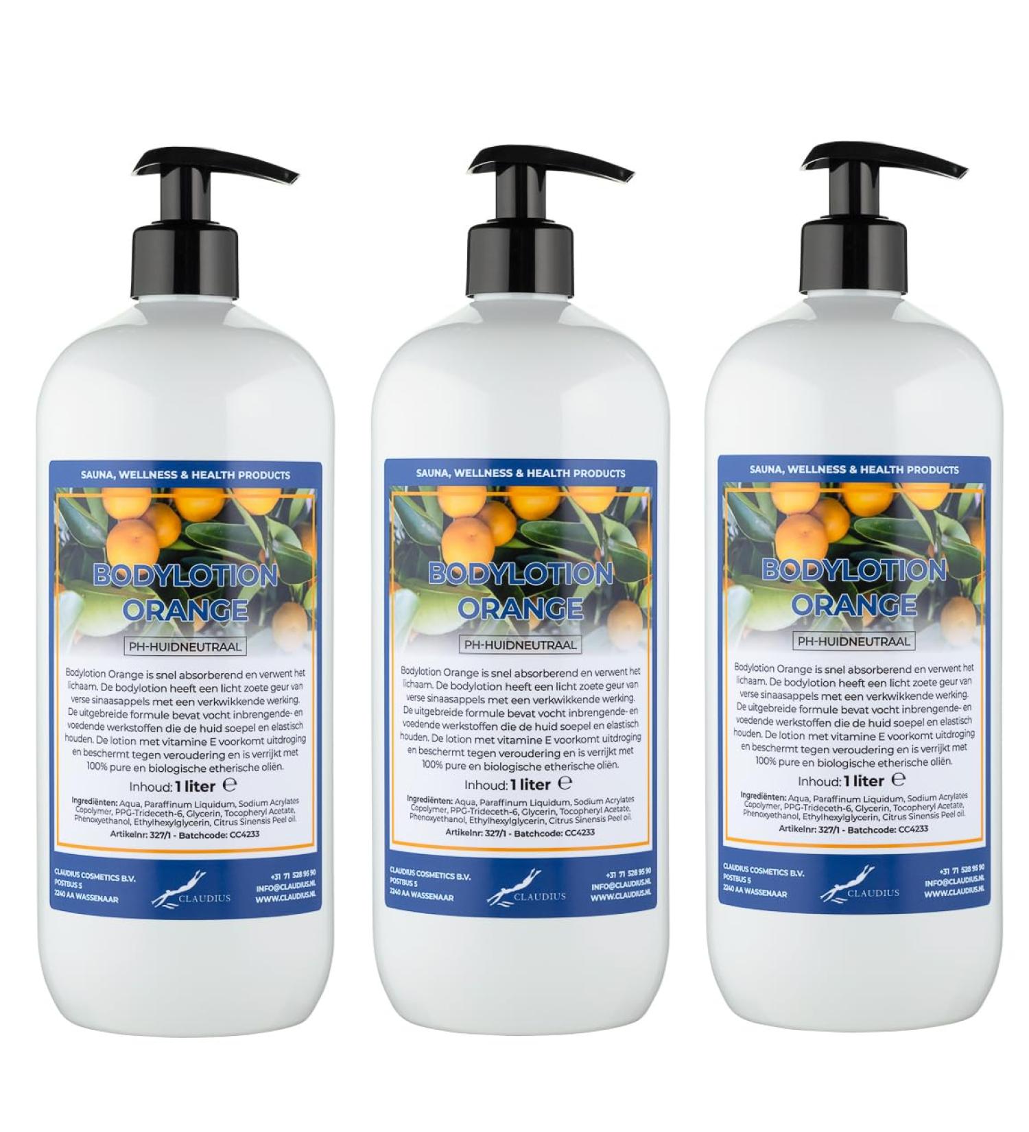 Claudius Body Lotion Orange 3 pieces of 1 liter with 3 pumps