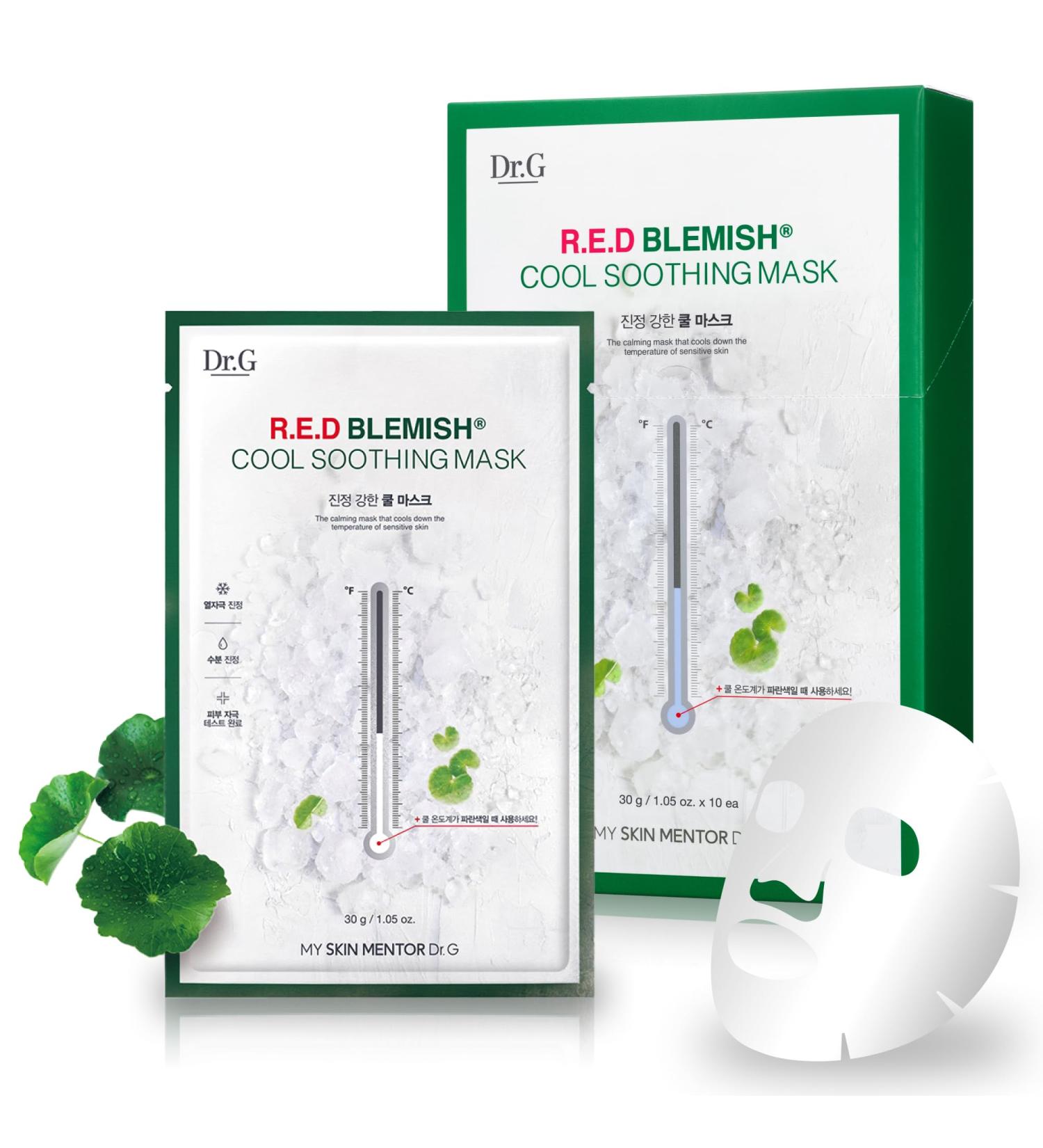 Dr.G Red Blemish Daily Cool Soothing Face Mask - Hydrating & Calming for Sensitive Skin - Korean Sheet Mask Pack of 10 | K-Beauty Skincare - Buy Online on GoSupps.com