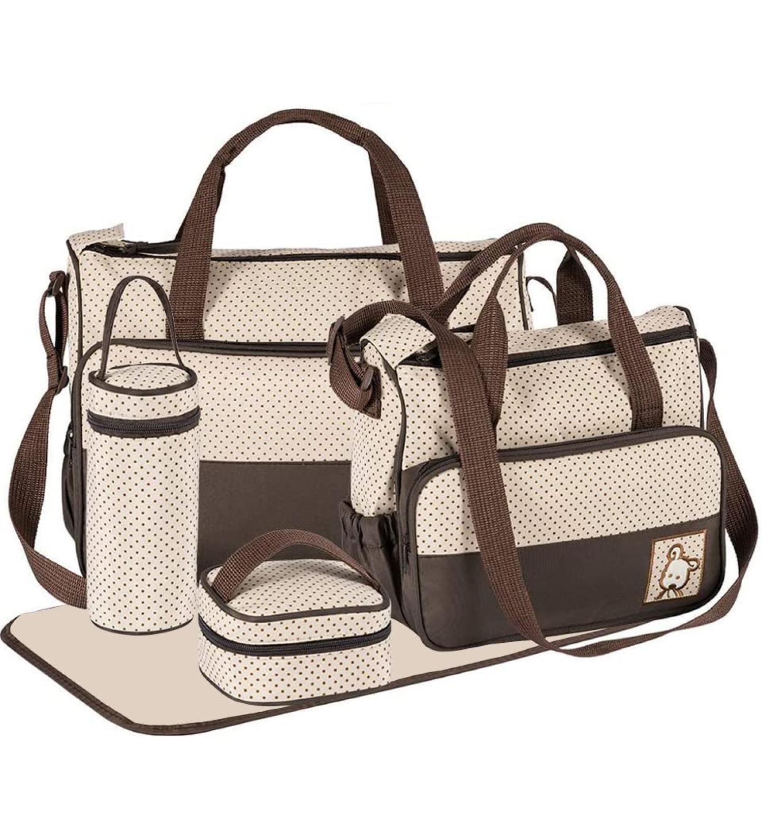 Halovie Multifunction Diaper Backpack - Adjustable 5-Part Shoulder Bag with Large Capacity for Baby Bottles - Stylish Brown Travel Bag - Buy Online on GoSupps.com