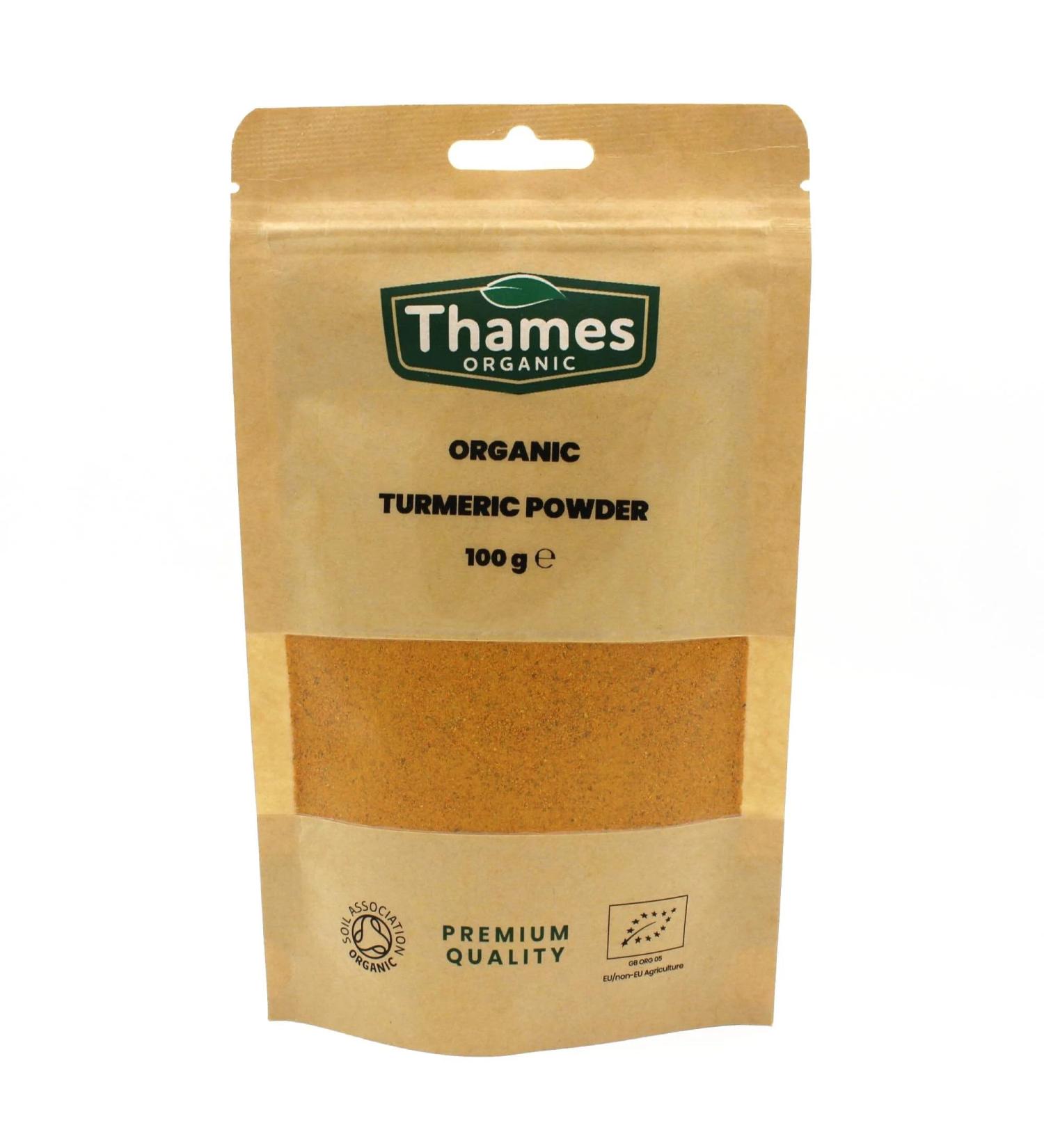 Thames Organic 100g Turmeric Powder - Pure & Natural, GMO-Free, Certified Organic - Ideal for Cooking & Baking - 100% Additive & Preservative-Free - Buy Online on GoSupps.com