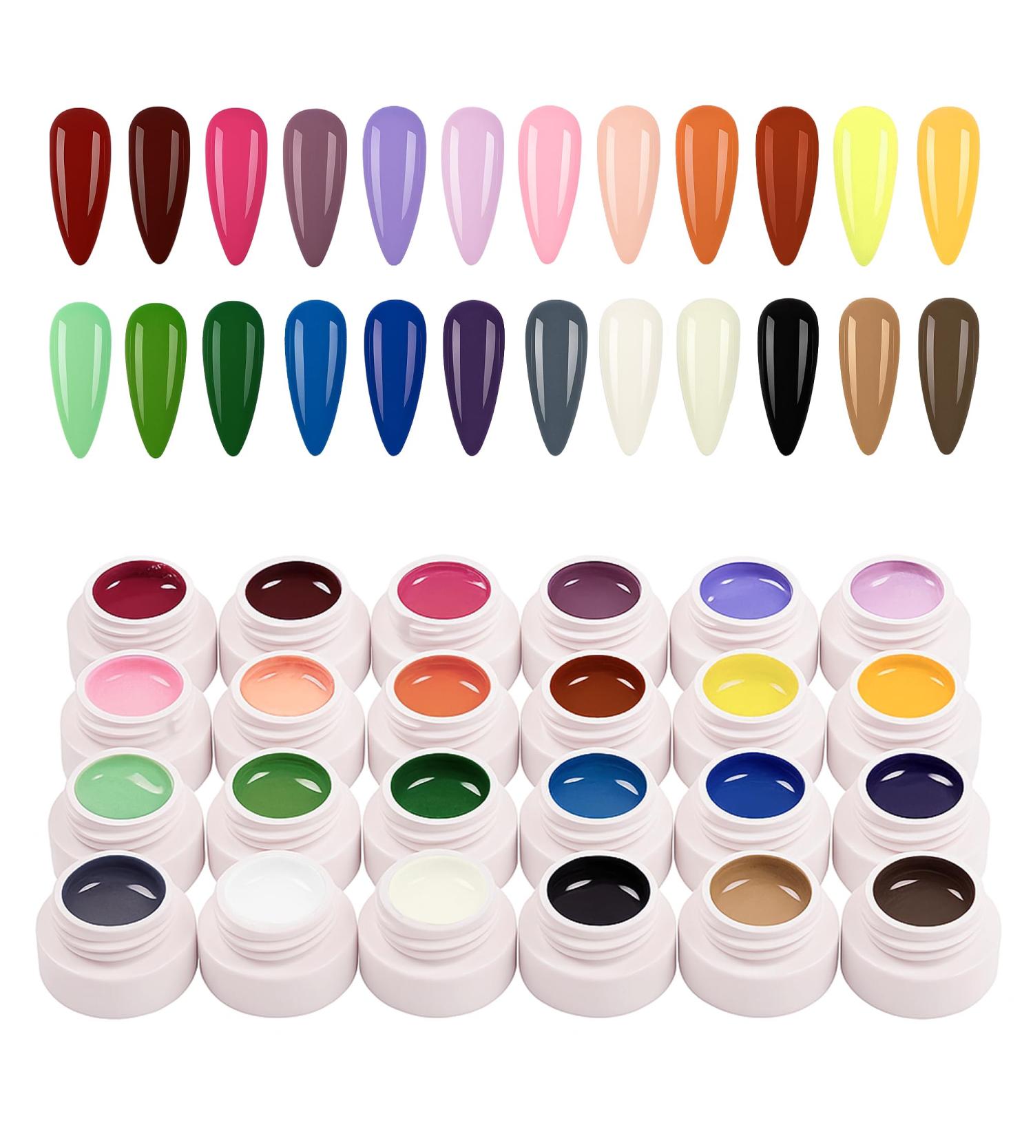 MOEPAK 24 Colors Color Gel Nail Polish Set Highly Pigmented Gel for Nail Design French Nails & Line Painting Saturated SmudgeFree Painting Gel for Manicure and DIY Nail Art - Buy Online on GoSupps.com