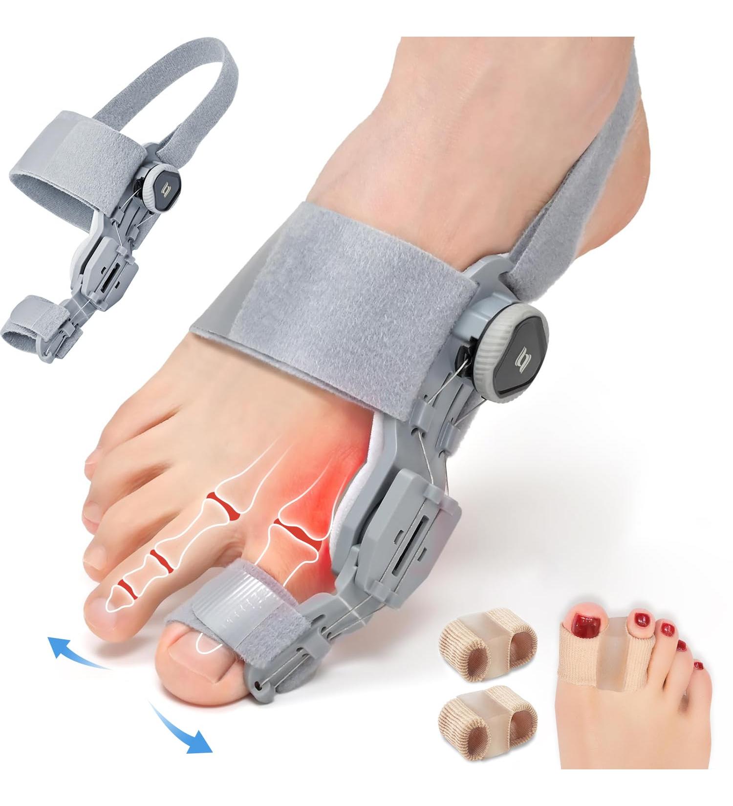 Premium Bunion Corrector for Women & Men - Adjustable Big Toe Brace with Gel Separators for Pain Relief - Universal Left & Right Foot Support (Grey - Buy Online on GoSupps.com