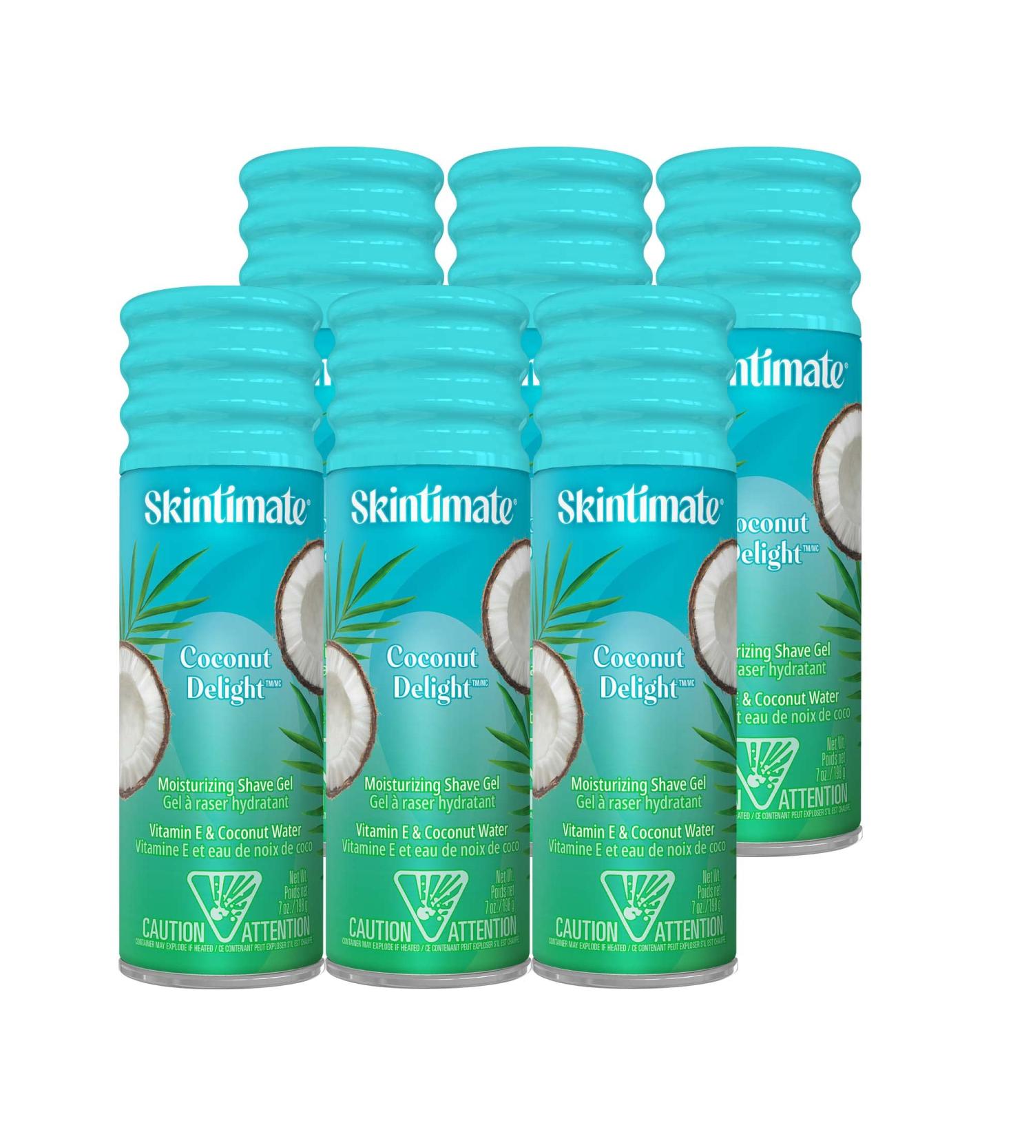 Skintimate Coconut Delight Shave Gel for Women - 7oz (Pack of 6) | Moisturizing Formula with 7 Key Moisturizers - Buy Online on GoSupps.com