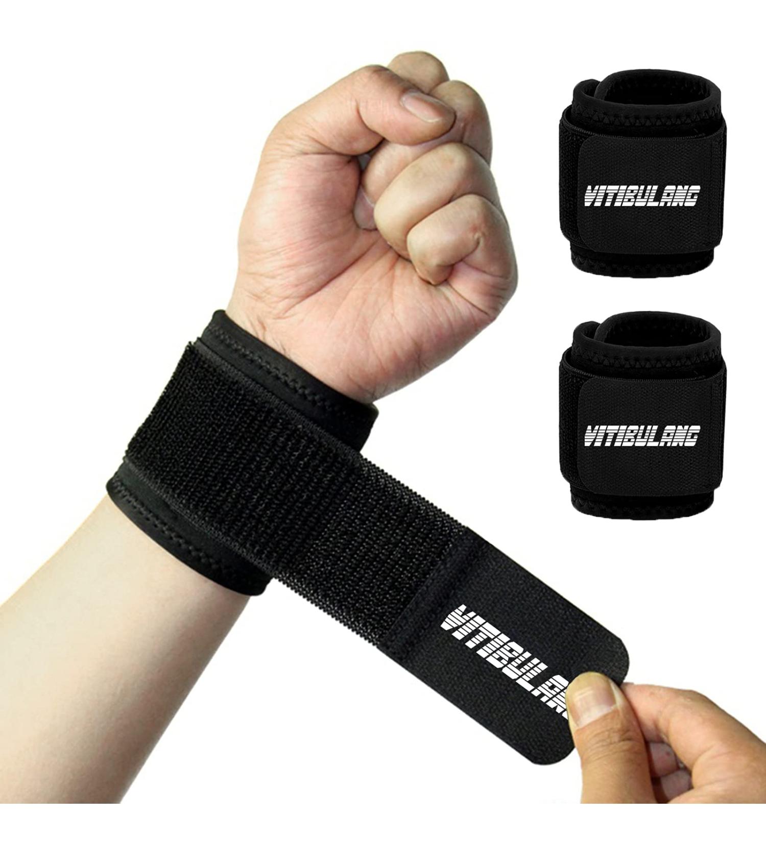 Wrist Brace 2 Pack - Adjustable Support for Tennis, Arthritis, Carpal Tunnel - Men's Wristbands for Weightlifting - Pain Relief and High Elasticity - Buy Online on GoSupps.com