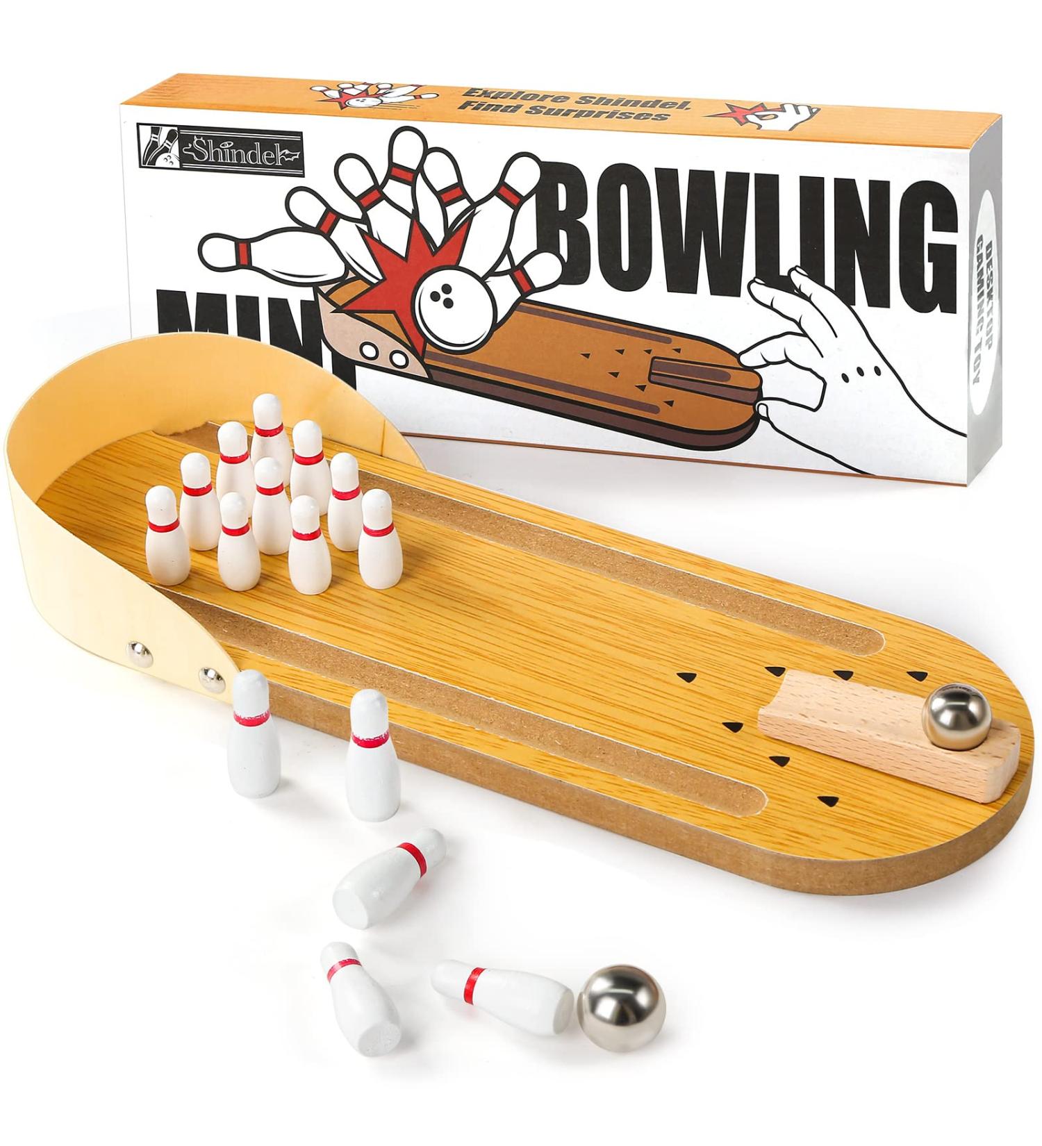 3 Otters Mini Bowling Set - Wooden Tabletop Game for Home and Office | Desk Toys for Coworkers - Buy Online on GoSupps.com