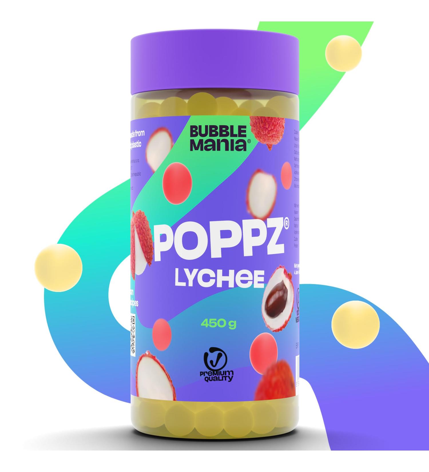 Poppz Lychee Popping Boba Fruit Pearls for Bubble Tea - 450g by Bubble Mania - Buy Online on GoSupps.com