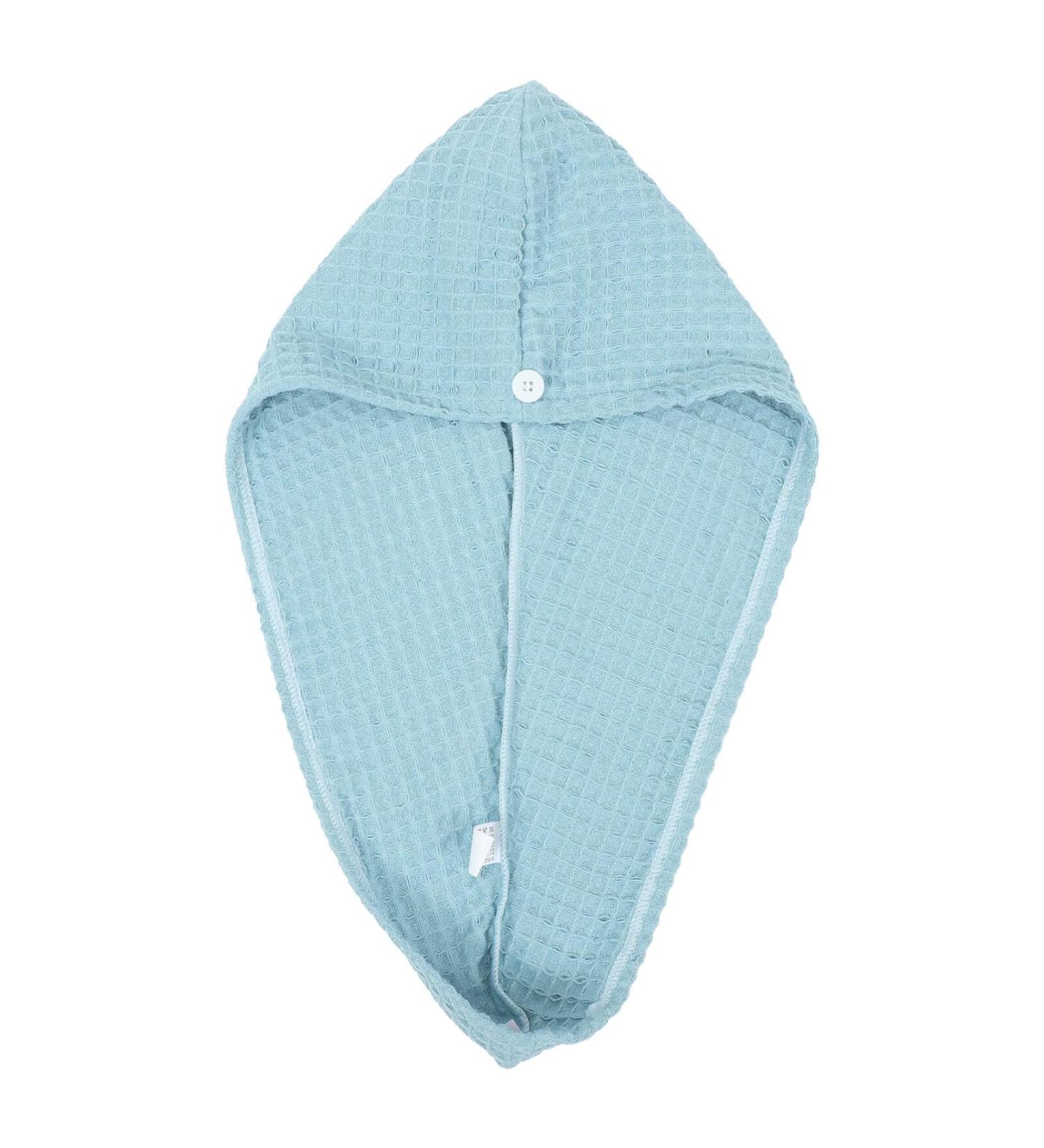 Buy Hair Drying Towel Turban - Waffle Button Wrap for Long Hair | Women's Shower Hair Wrap - Blue - Buy Online on GoSupps.com