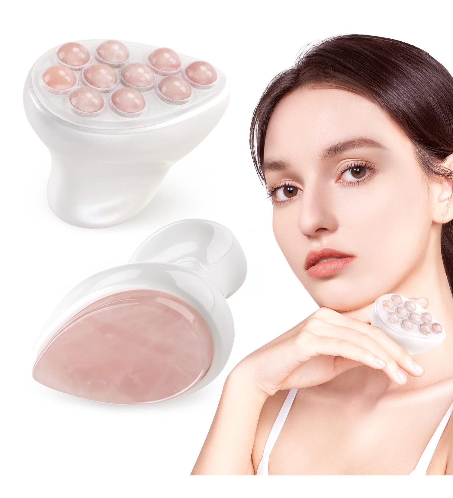 BEAUTYFACTOR Jade Roller & Gua Sha Set - Facial Tools for Puffiness Relief, Skin Tightening & Wrinkle Reduction - Pink - Buy Online on GoSupps.com