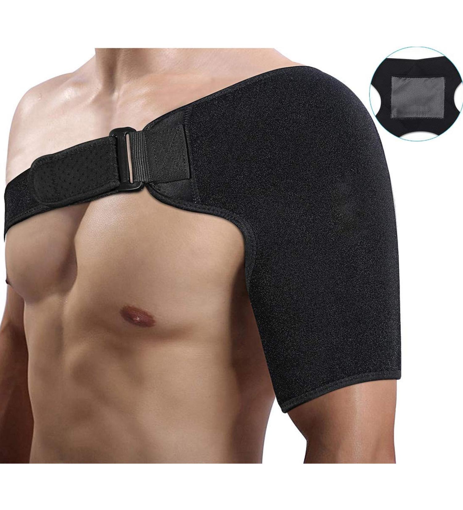 Shoulder Brace for Men & Women - Adjustable Compression Wrap for Rotator Cuff AC Joint Dislocation Tendonitis & Shoulder Pain Relief - Fits Left & Right Shoulder - Buy Online on GoSupps.com
