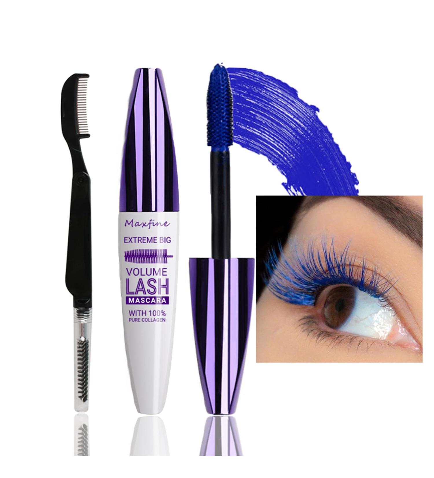 5D Blue Fiber Mascara with Comb for Long Lasting, Thick Lashes - Smudge-Proof and Curling - Perfect for Halloween and Christmas - Buy Online on GoSupps.com