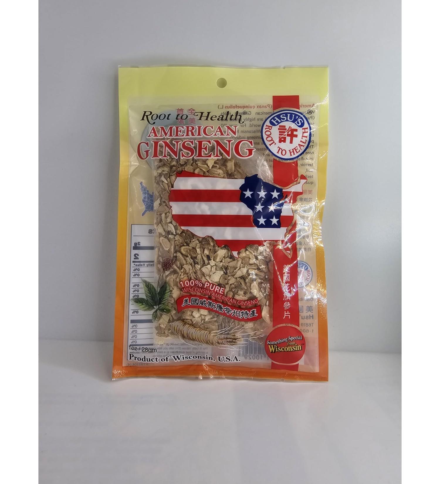 Hsu's Root to Health American Ginseng Slices 1 oz Cultivated in Marathon County Wisconsin USA