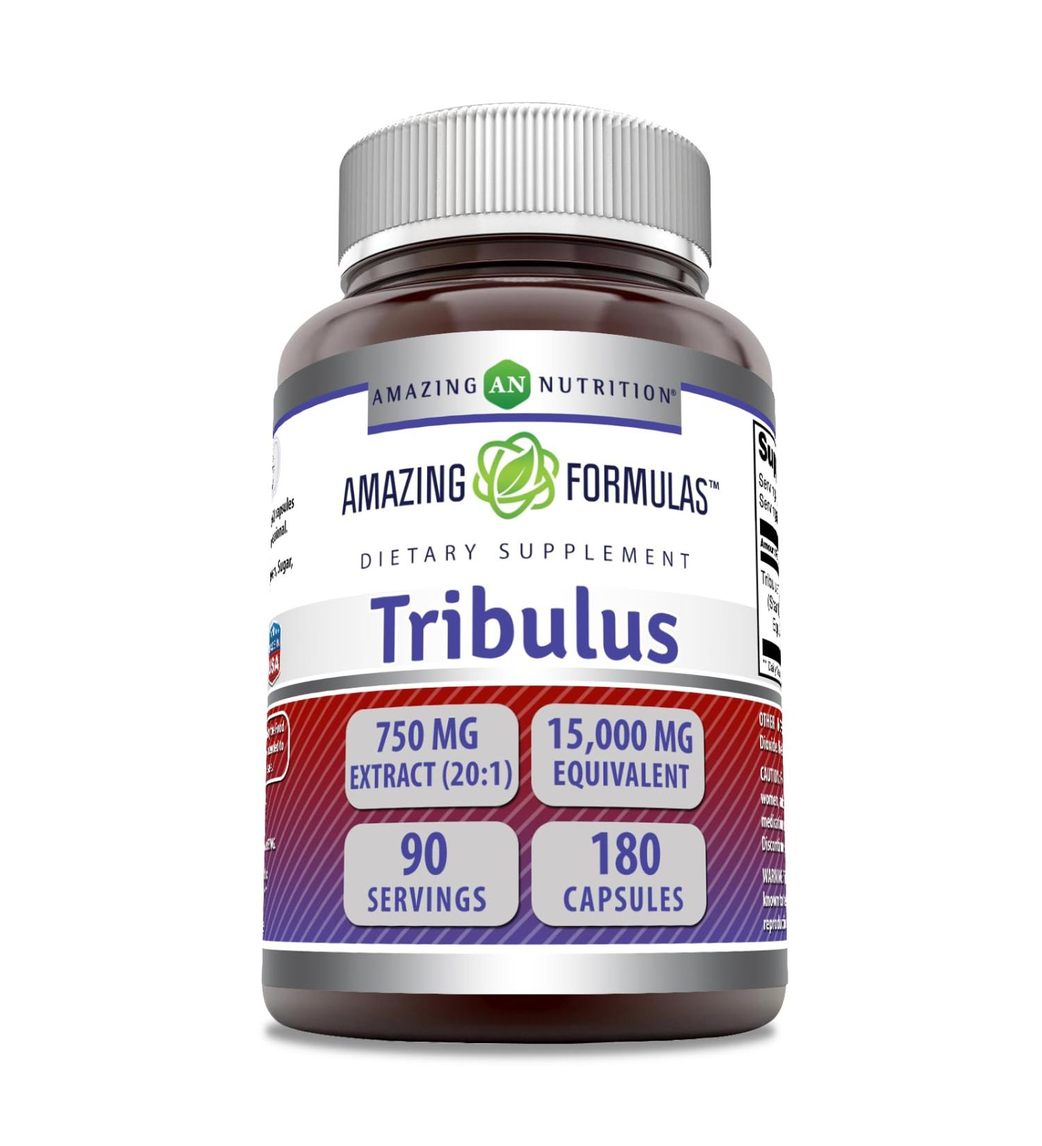 Amazing Formulas Tribulus 750 Mg Extract 20:1Supplement | 15000 Mg Equivalent | 180 Capsules | Non-GMO | Gluten-Free | Made in USA - Buy Online on GoSupps.com