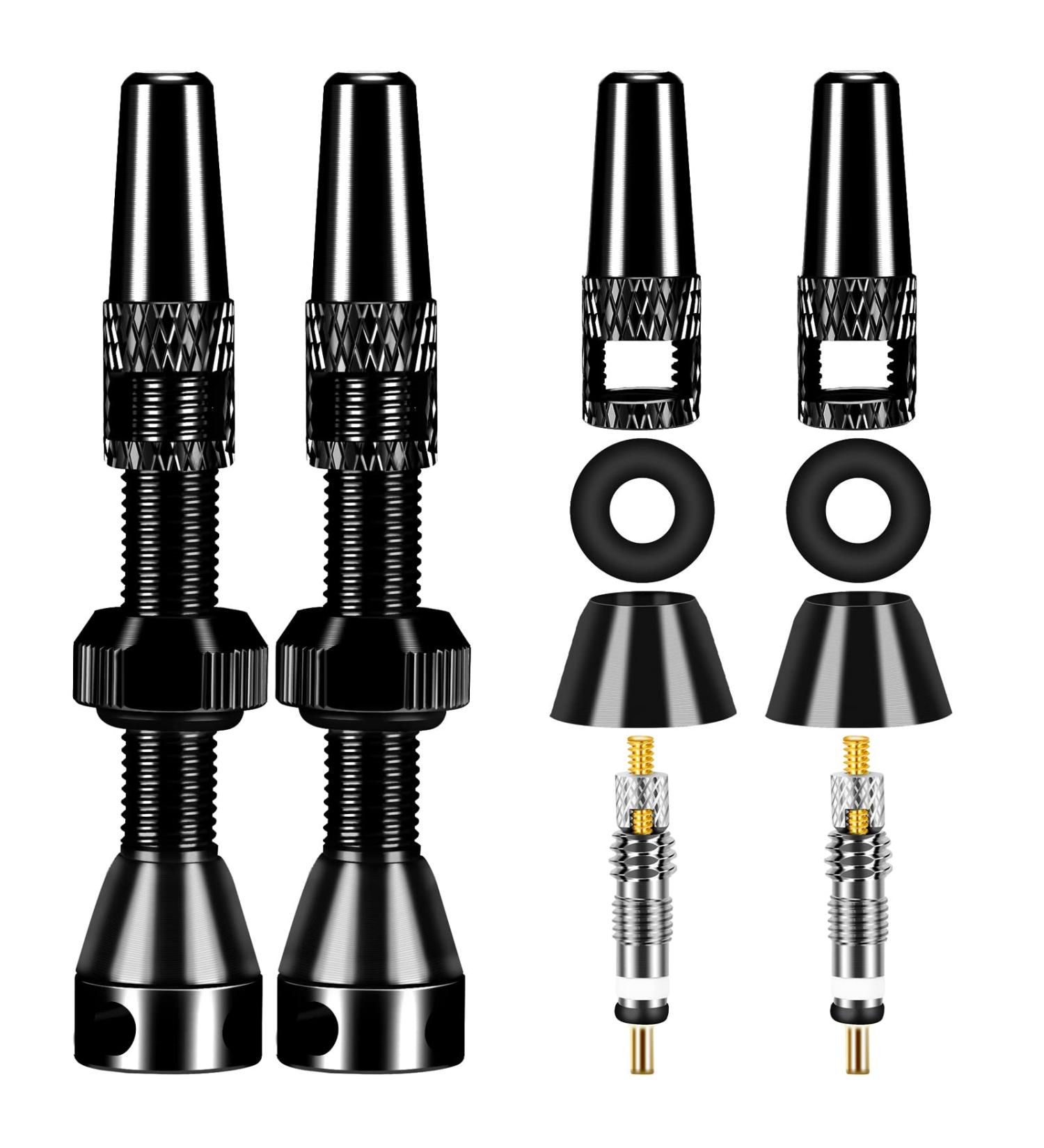 Aracey Tubeless Presta Valve Stems 40mm - Premium Valve Stems with Remover Caps for Tubeless Tires - Lightweight Alloy - Black (Pair) - Buy Online on GoSupps.com