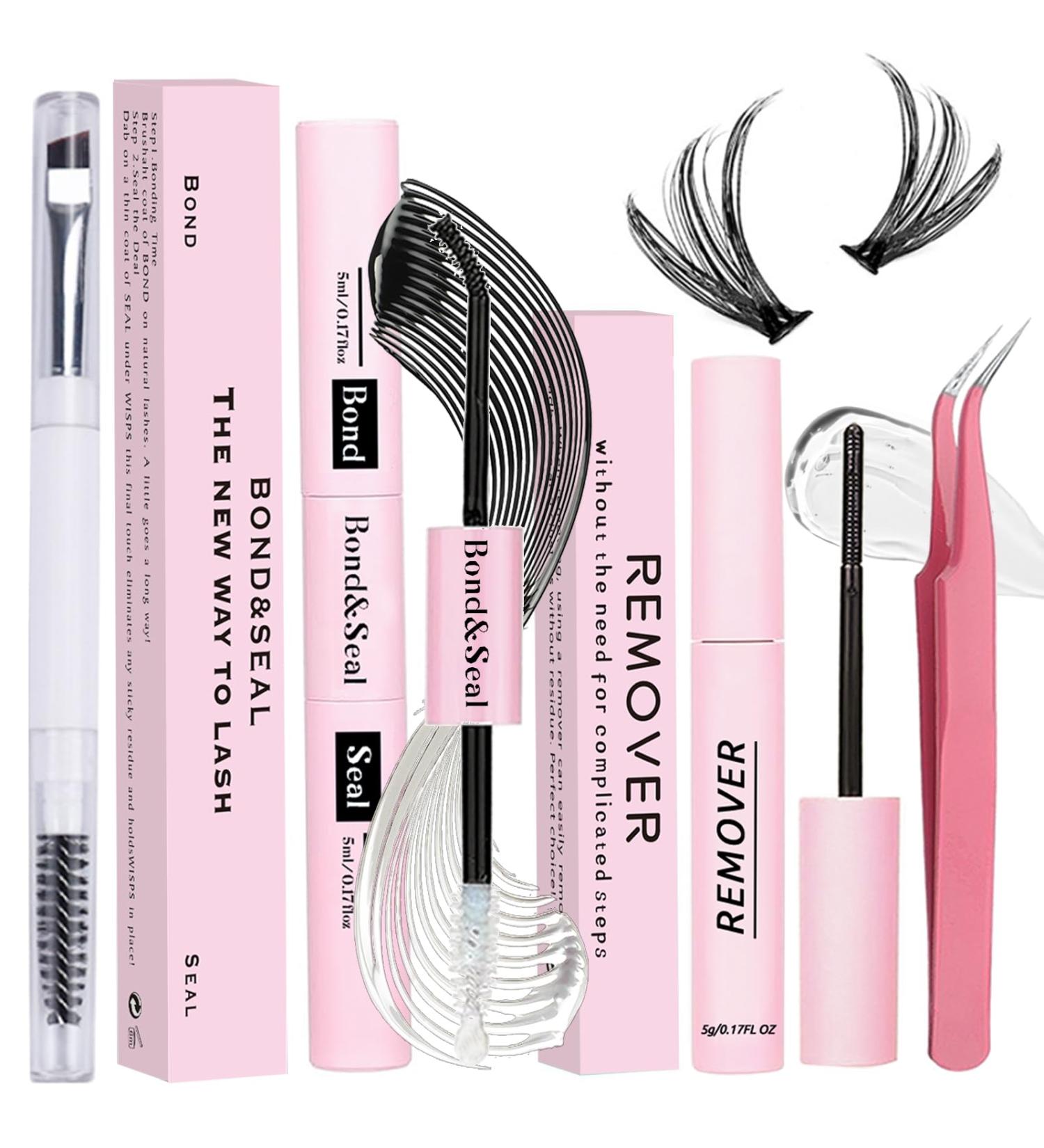 Qiveaory Lash Bond and Seal Kit 4 Pcs DIY Lash Extension with Waterproof Lashe Cluster Glue 72h Hold and Seal Lash Remover Tweezers Portable Eyelash Brush with Cap for Eyelash Extensions Beginners - Buy Online on GoSupps.com