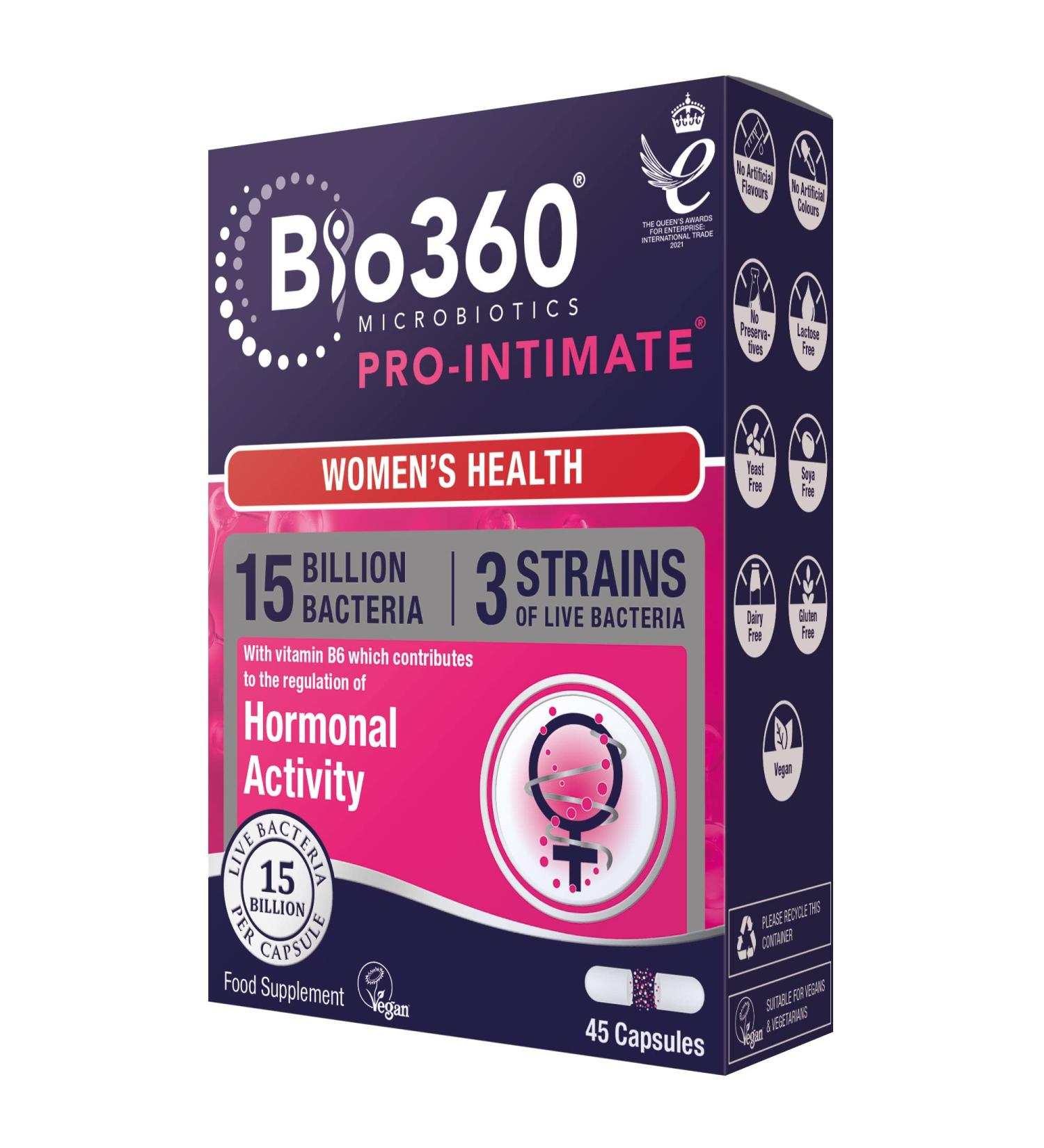 Natures Aid Bio360 Pro-Intimate (15 Billion Bacteria) Women's Health Supplement - 45 Capsules - Buy Online on GoSupps.com