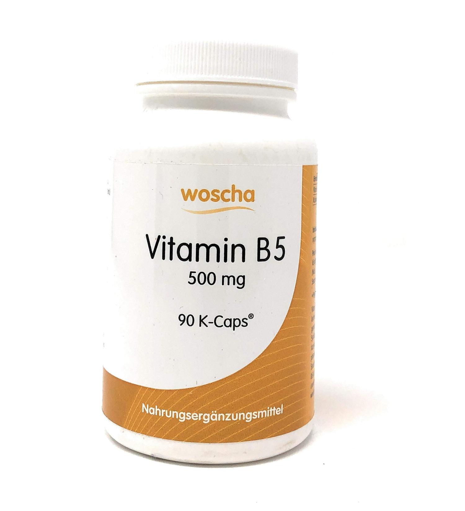 Woscha Vitamin B5 500mg - 100 000 Caps | Premium Quality Vitamin Supplement for Energy & Skin Health | International Shipping Available - Buy Online on GoSupps.com