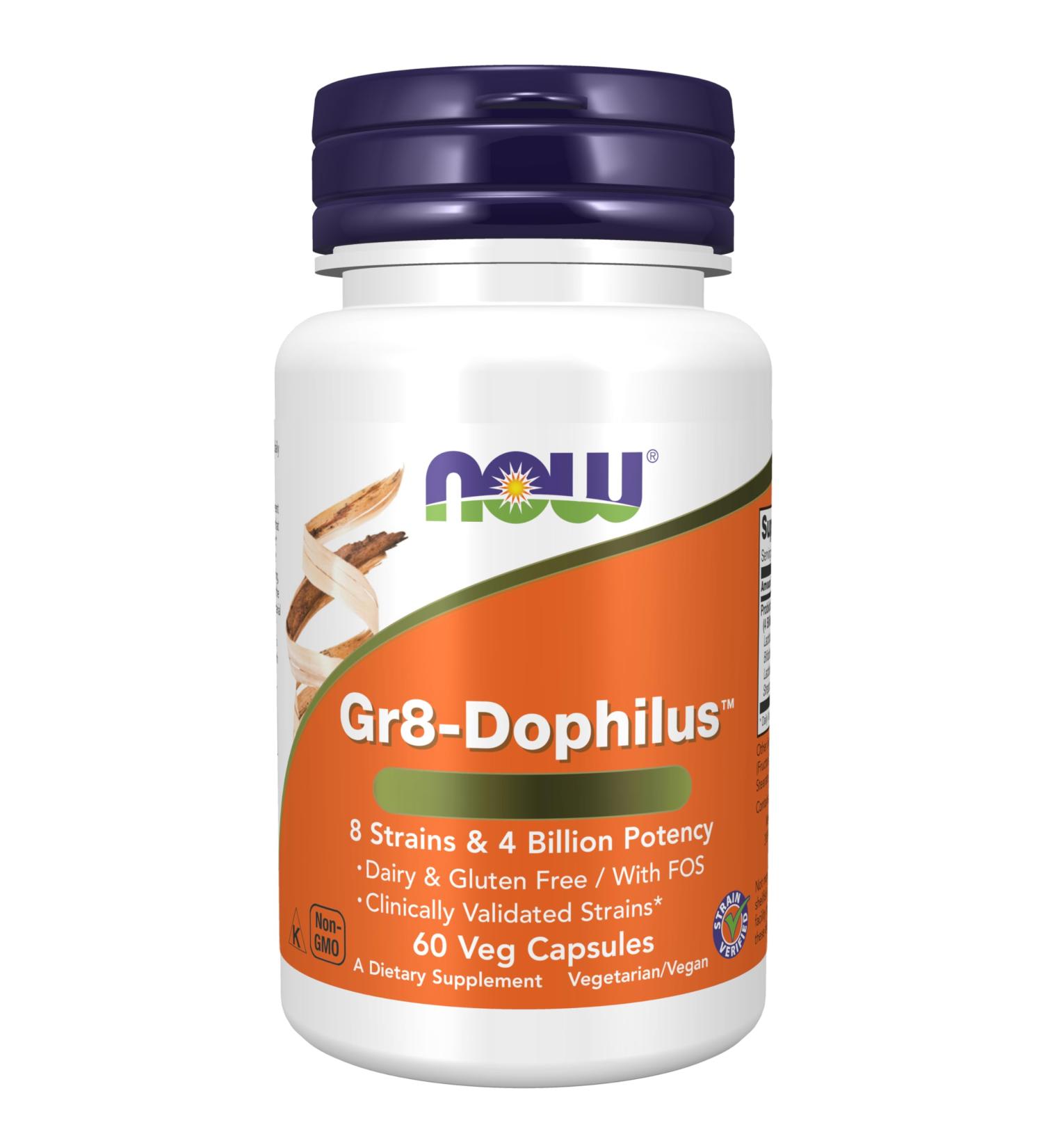 Now Foods Gr8-Dophilus 60 Vegan Capsules - Lab-Tested, Gluten Free, Non-GMO, Vegetarian - Buy Online on GoSupps.com