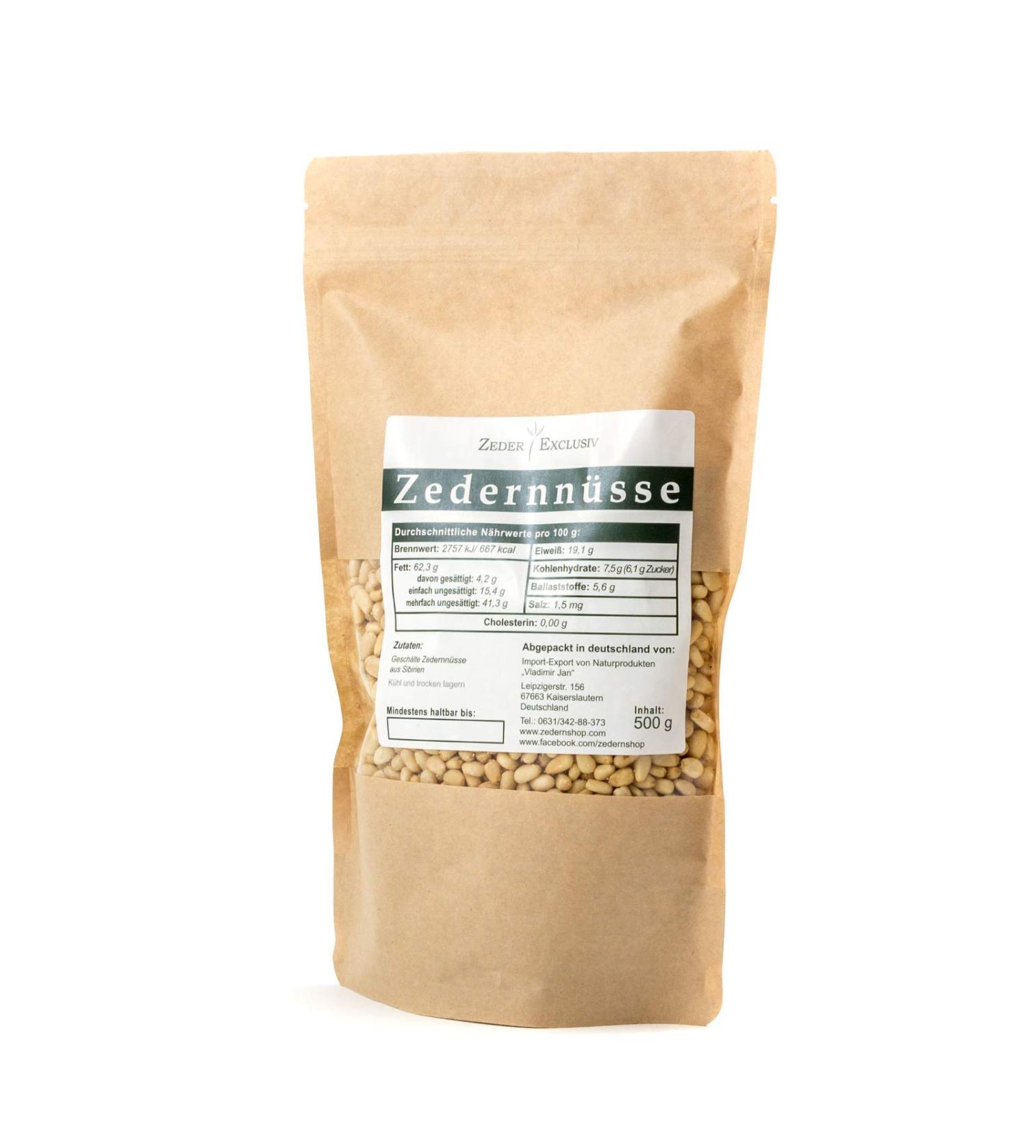 Siberian Cedar Nuts Peeled 500g - Wild Collection Raw Food from Russia - Organic & Untreated - Buy Online on GoSupps.com