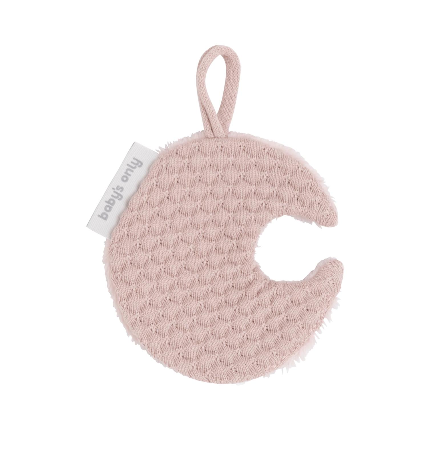 BO BABYS ONLY Moon-Shaped Pacifier Cloth - Sky Cotton & Teddy Fabric - 20x20 cm for Girls - Old Pink - Buy Online on GoSupps.com