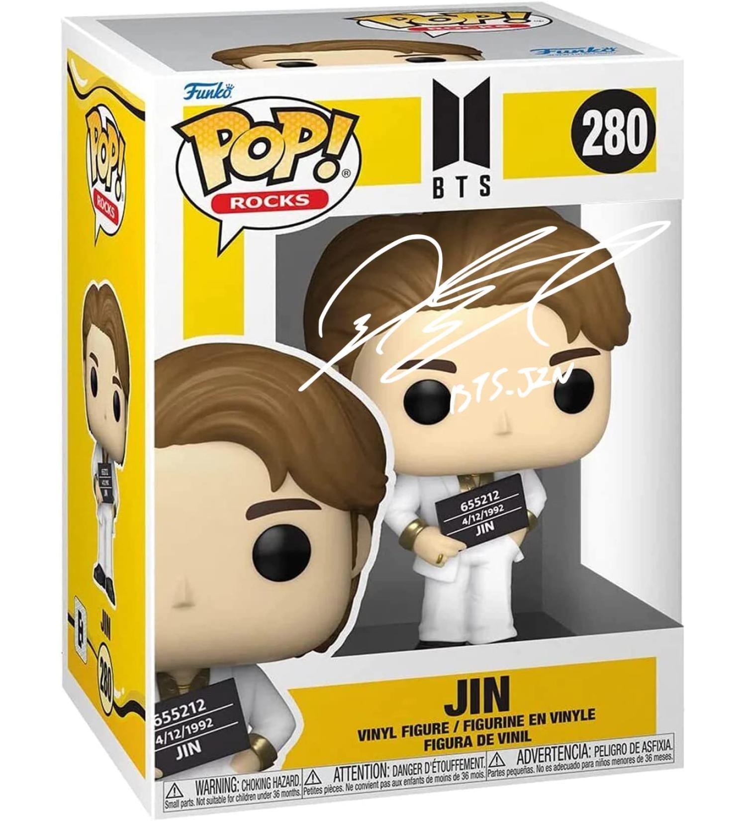 Official BTS Jin #280 Facsimile Signed Reprint Funko POP! Rocks Figurine with Protector Case - Laser Autographed Collectible - Buy Online on GoSupps.com