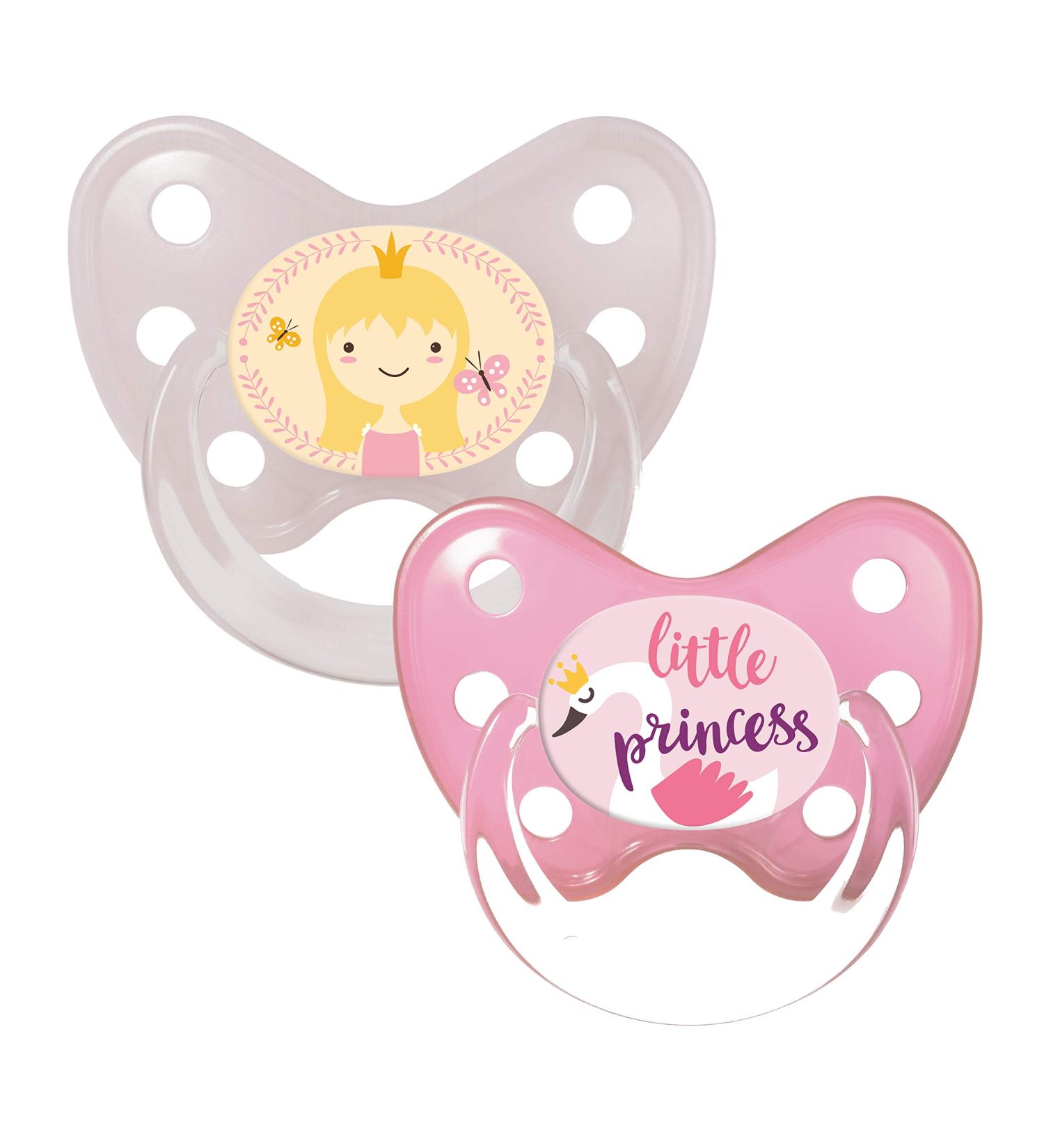 Dentistar Silikon Schnuller 2-Set Size 3 (14+ Months) - Tooth & Jaw Friendly BPA-Free Made in Germany - Princess Design - International Shipping Available - Buy Online on GoSupps.com