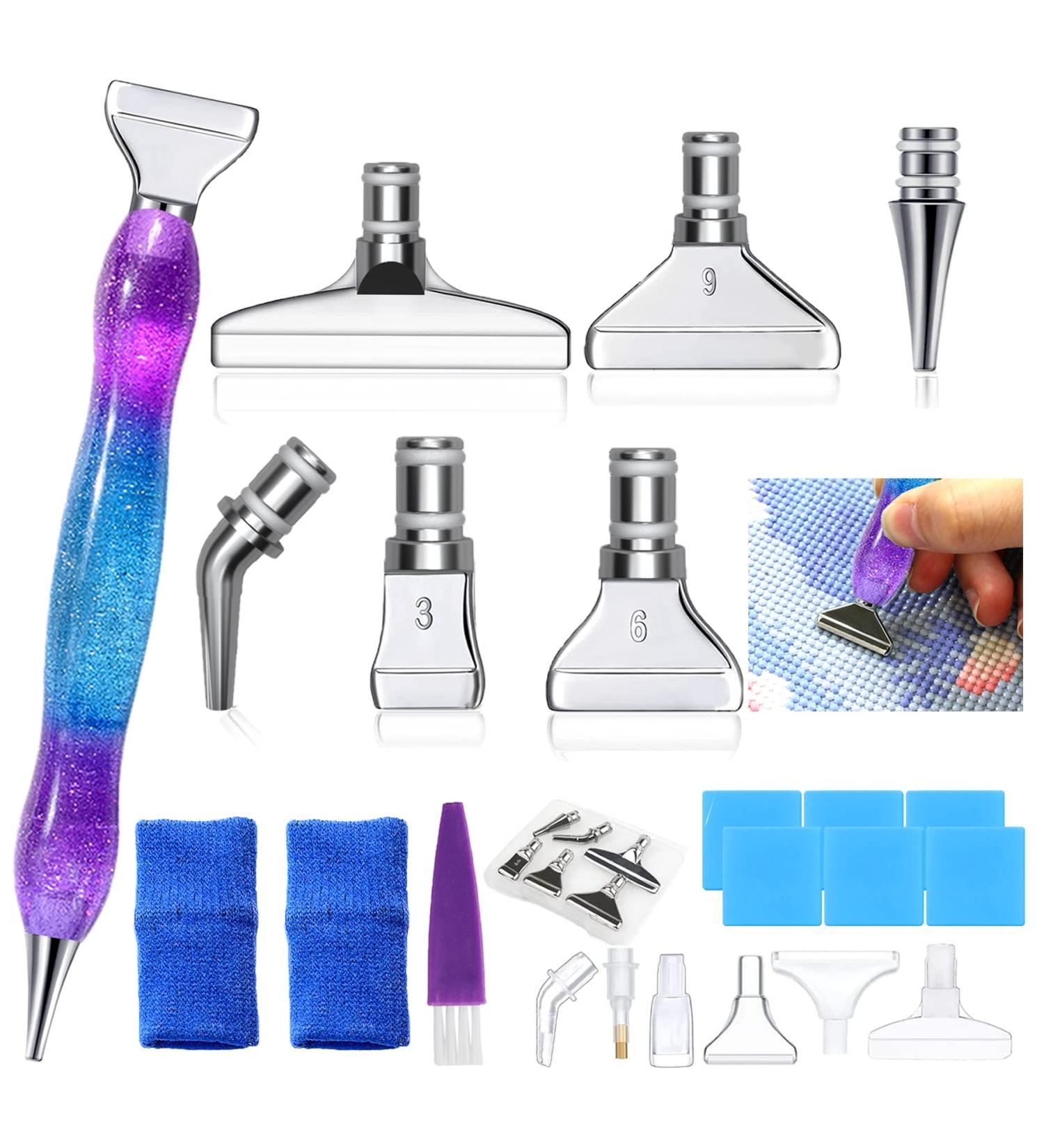 NICENICY 24PCS Diamond Painting Pen Kit - Stainless Steel & Plastic Tips - 6 Glue Clays - 2 Finger Sleeves - Diamond Art Accessories Tools - Silver - Buy Online on GoSupps.com