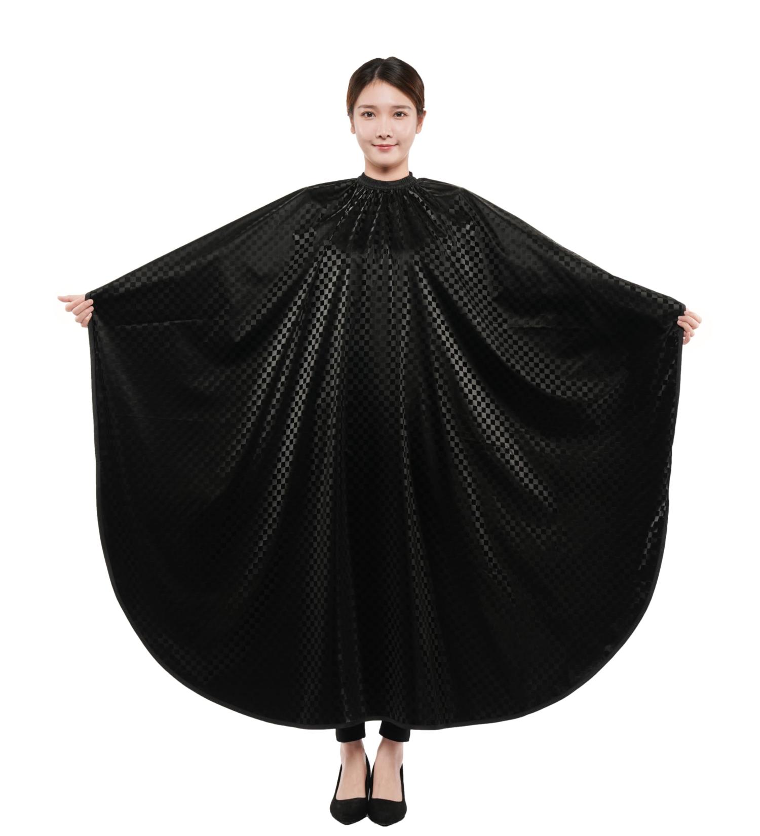 Professional Salon Cape - Black Polyester Barber Hair Cut Cape 54"x62" | International Shipping Available - Buy Online on GoSupps.com