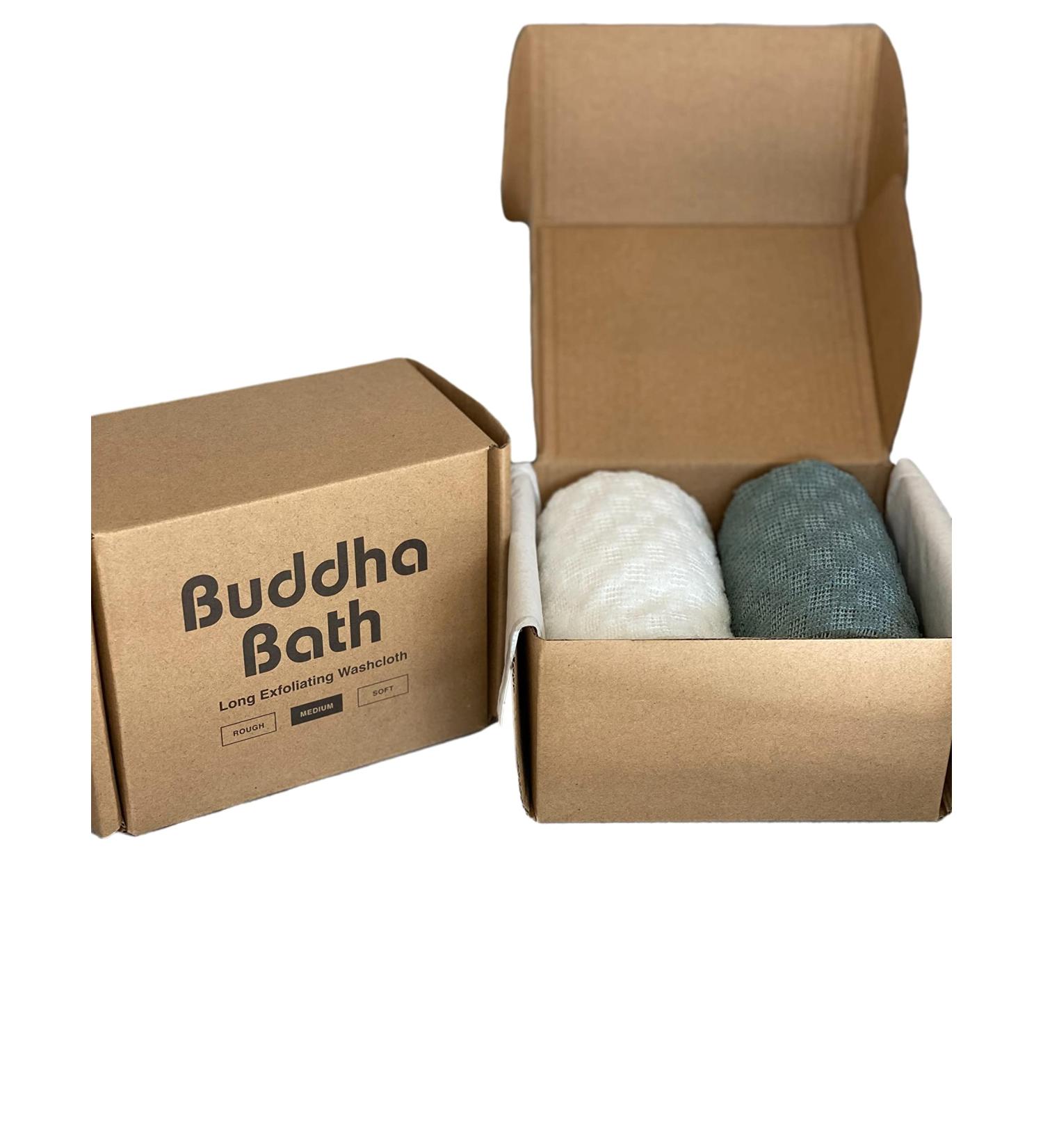Buddha Bath Exfoliating Shower Towel Washcloth - Medium EXFOLIATE - Silver Blue & White (2 Pack) - Buy Online on GoSupps.com