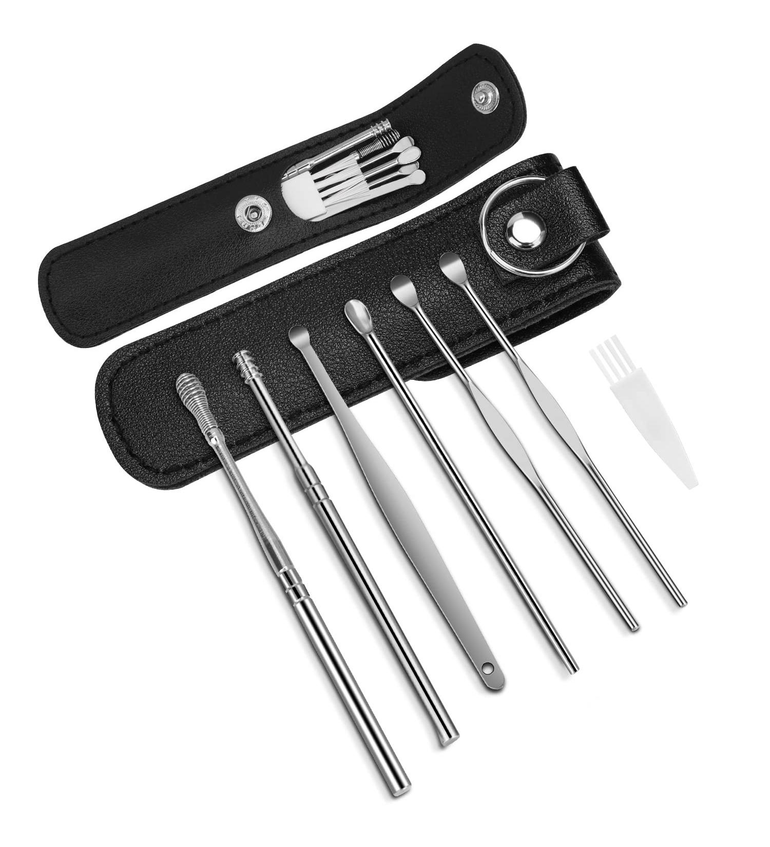 Premium Stainless Steel Ear Wax Removal Set - Portable Ear Cleaner for Adults & Children - Includes Storage Box & 2 Cleaning Brushes - Buy Online on GoSupps.com