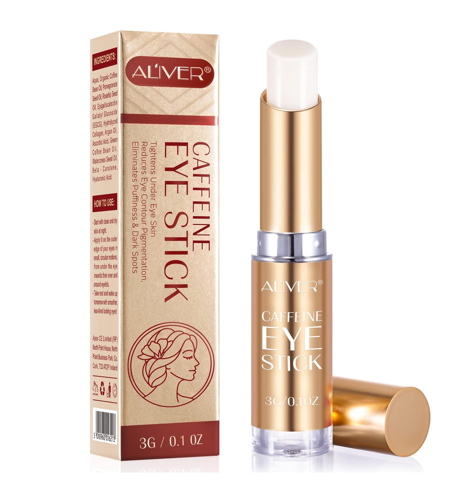 Retinol Eye Stick  Caffeine Eye Stick  Eye Cream for Dark Circles and Puffiness  Anti Aging Eye Cream for Wrinkles and Bags Hydrates  Brightening Eye Eye Balm Reduces Fine Lines   0.1oz(3g) (Caffeine)