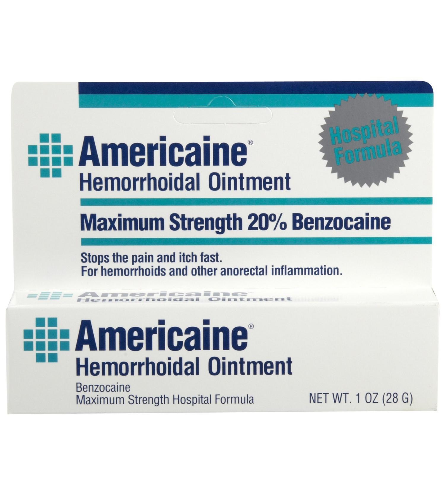 Americaine Hemorrhoidal Ointment 20% Benzocaine 1 oz - Maximum Strength Relief - Buy Online on GoSupps.com