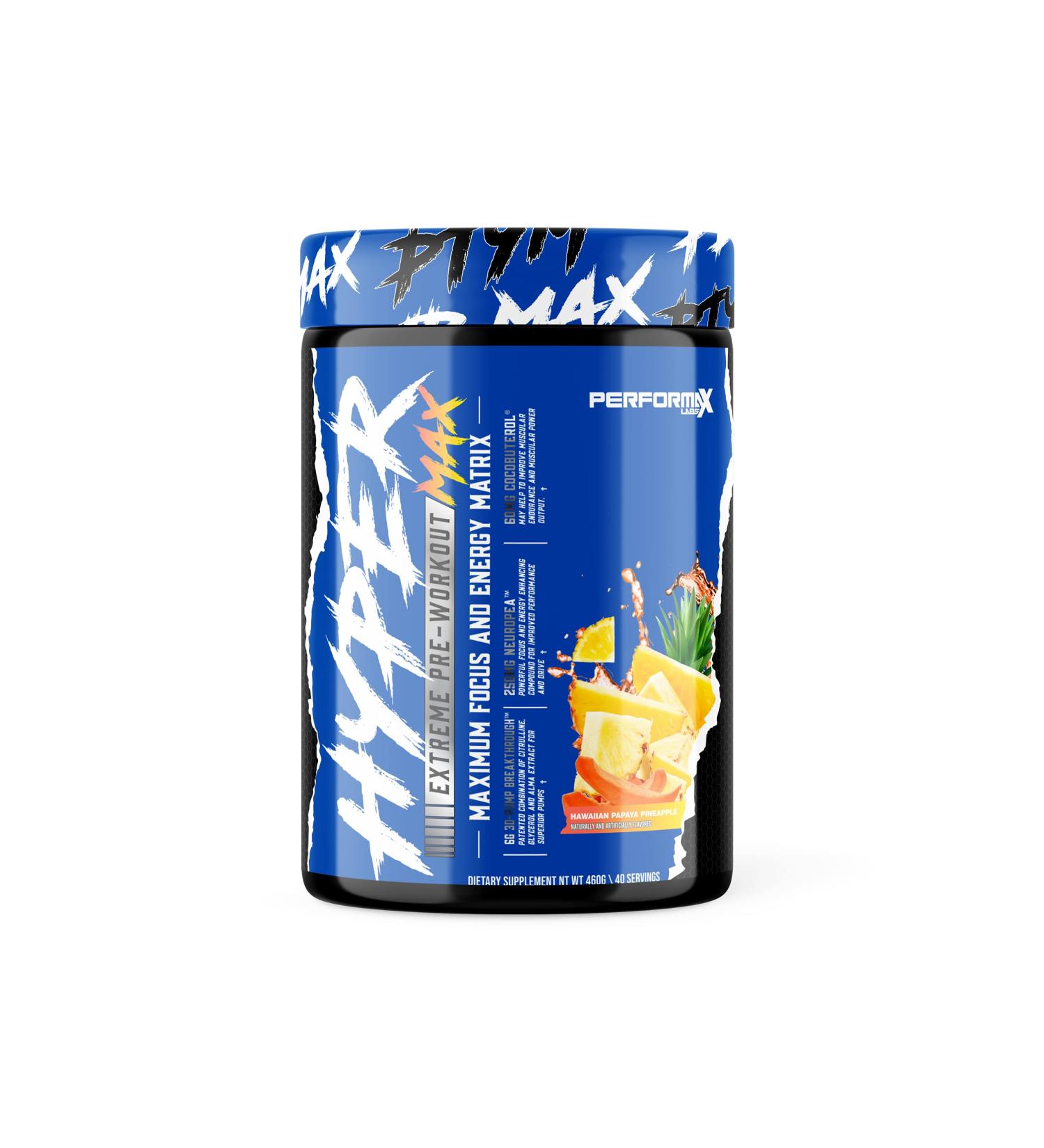 HyperMax 3D Extreme Pre-Workout | High Stim Energy & Muscle Pumps | Enhance Performance & Focus | Hawaiian Papaya Pineapple - Buy Online on GoSupps.com
