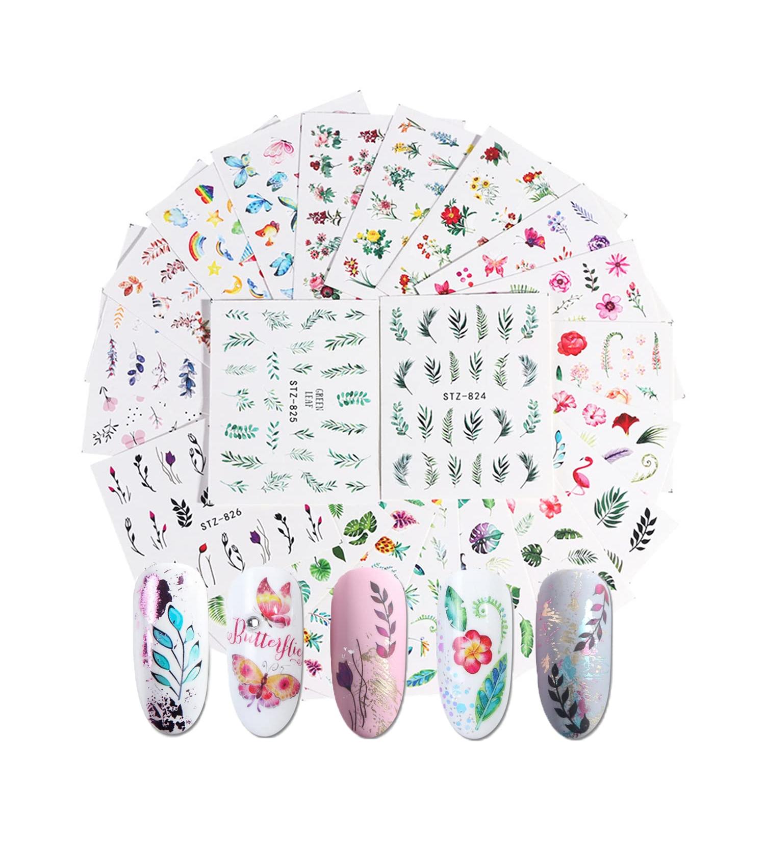Summer Nail Art Stickers - 29 Self Adhesive Decals for Manicure DIY - Flamingo, Leaves, Cactus Design - Women, Girls, Kids Craft - Buy Online on GoSupps.com